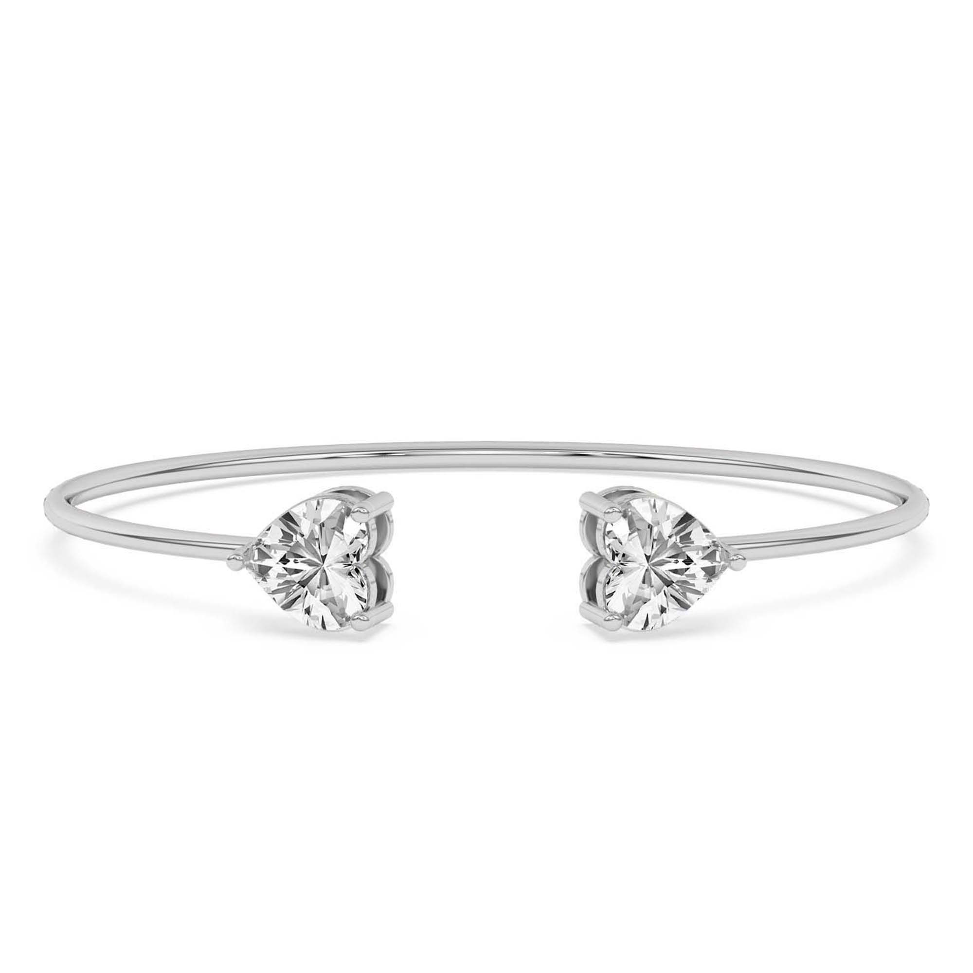 Amoura Heart Flexi Lab Diamond Bangle Bracelet front view