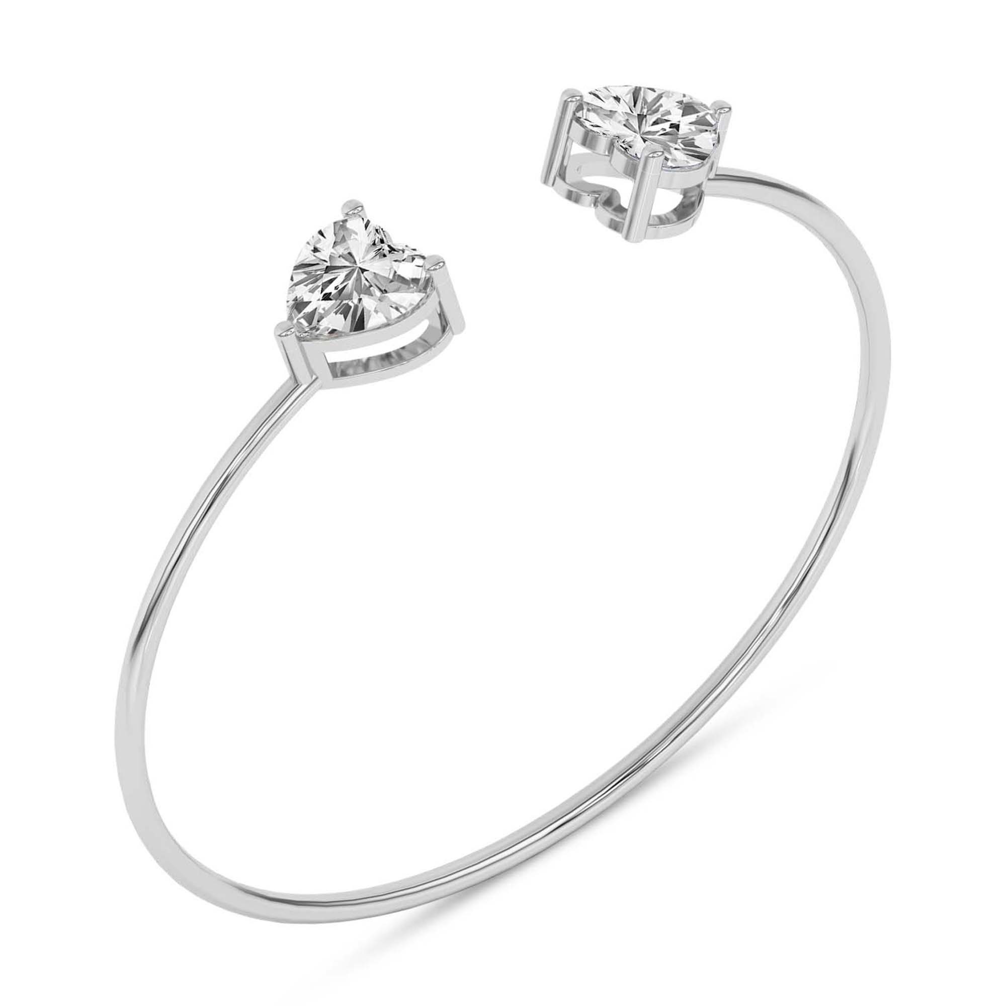 Amoura Heart Flexi Lab Diamond Bangle Bracelet left view