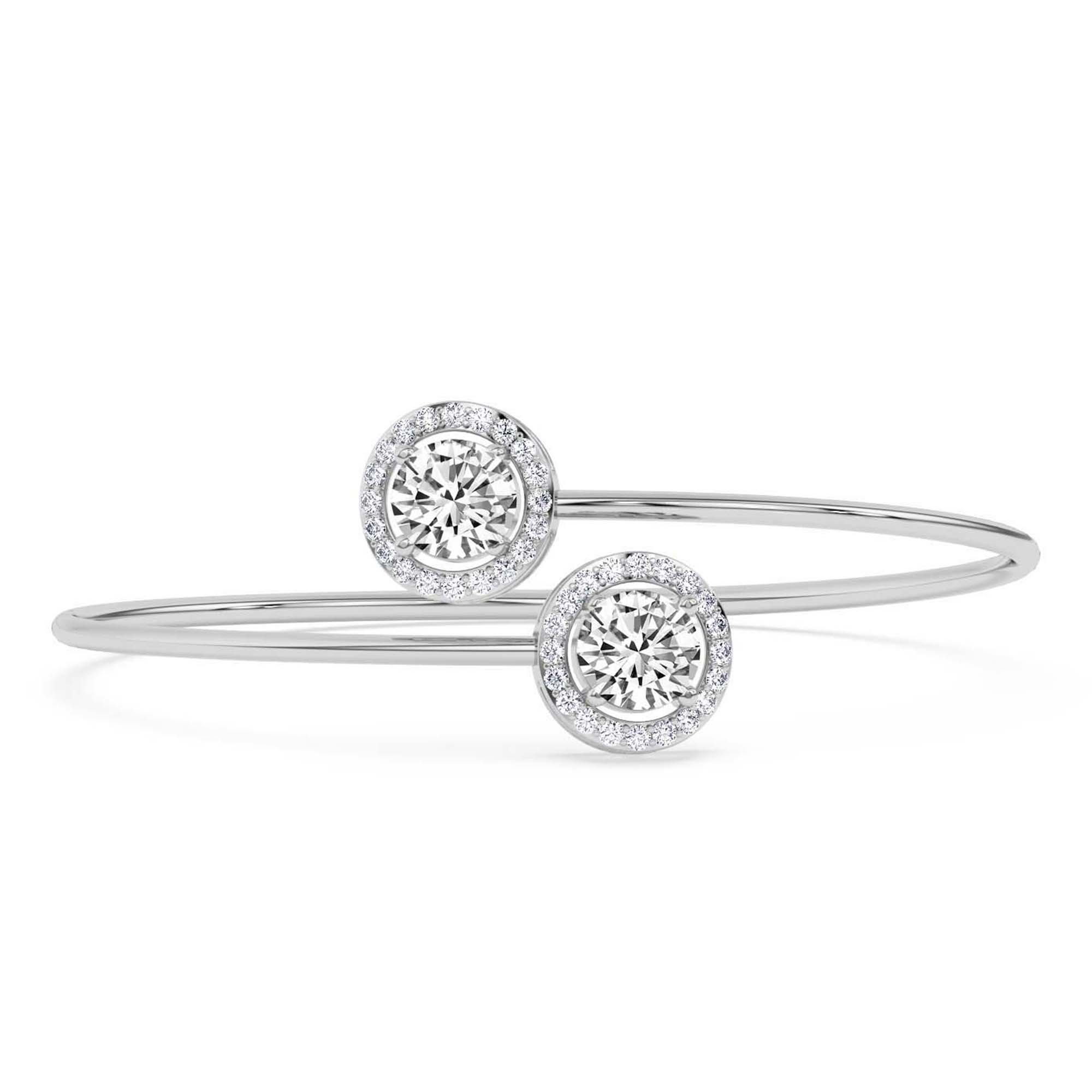 Celina Halo Flexi Lab Diamond Bangle Bracelet front view