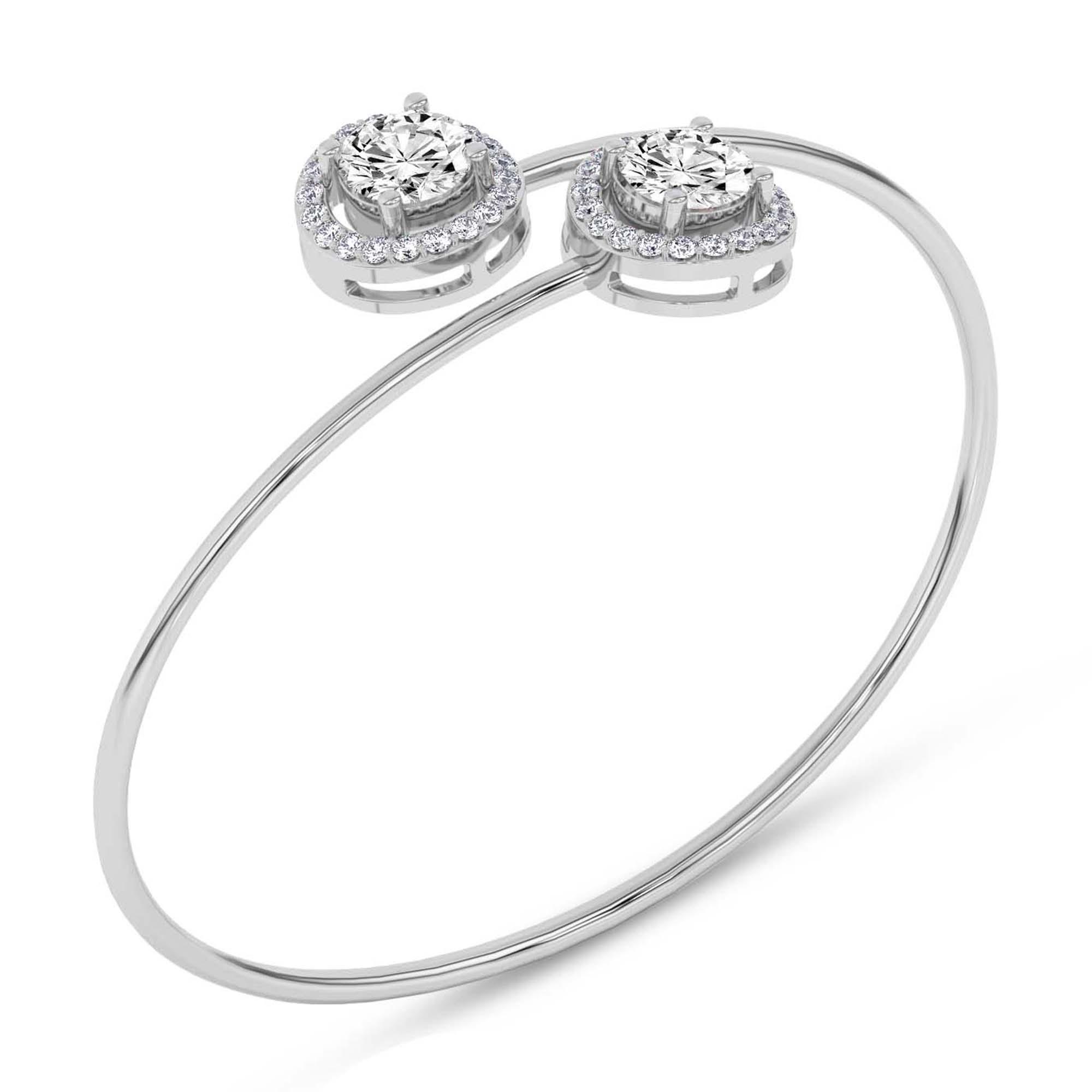 Celina Halo Flexi Lab Diamond Bangle Bracelet left view