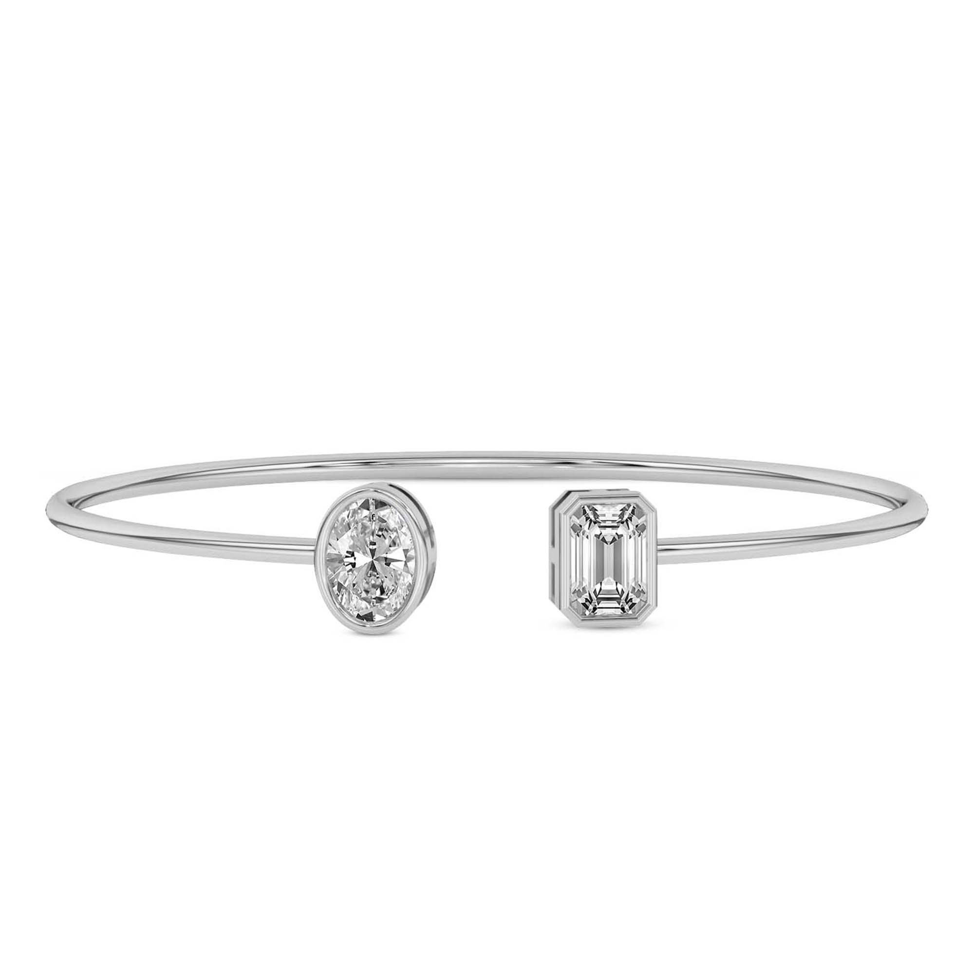 Eden Bezel Flexi Lab Diamond Bangle Bracelet front view