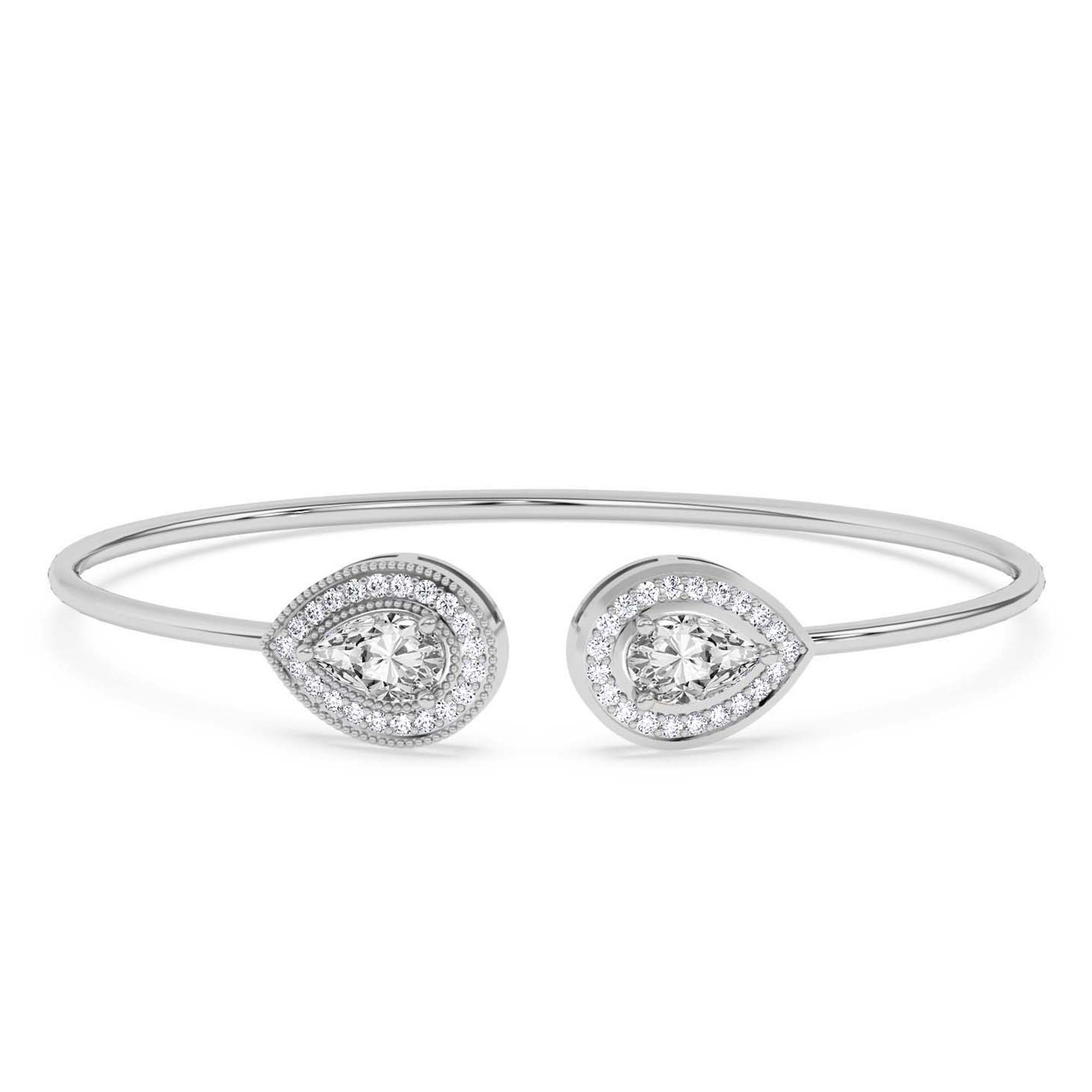 Thea Halo Flexi Lab Diamond Bangle Bracelet front view