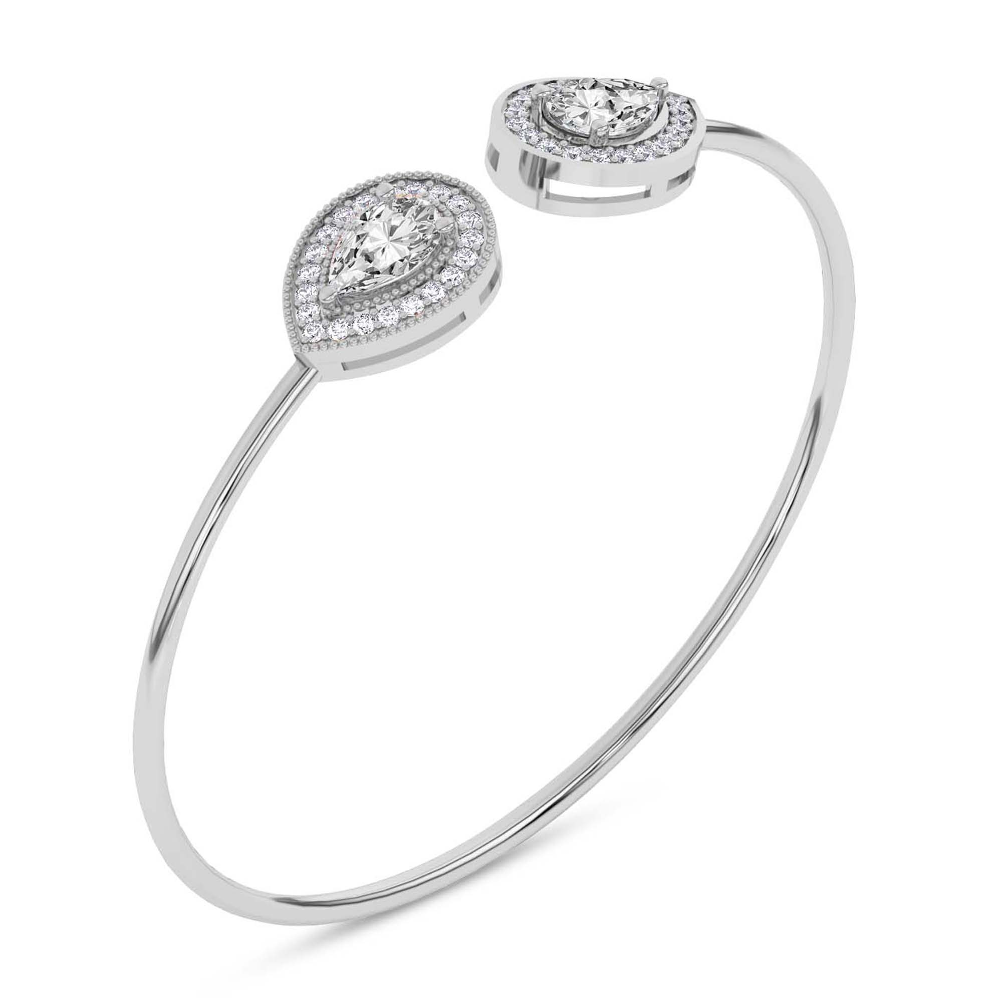 Thea Halo Flexi Lab Diamond Bangle Bracelet left view
