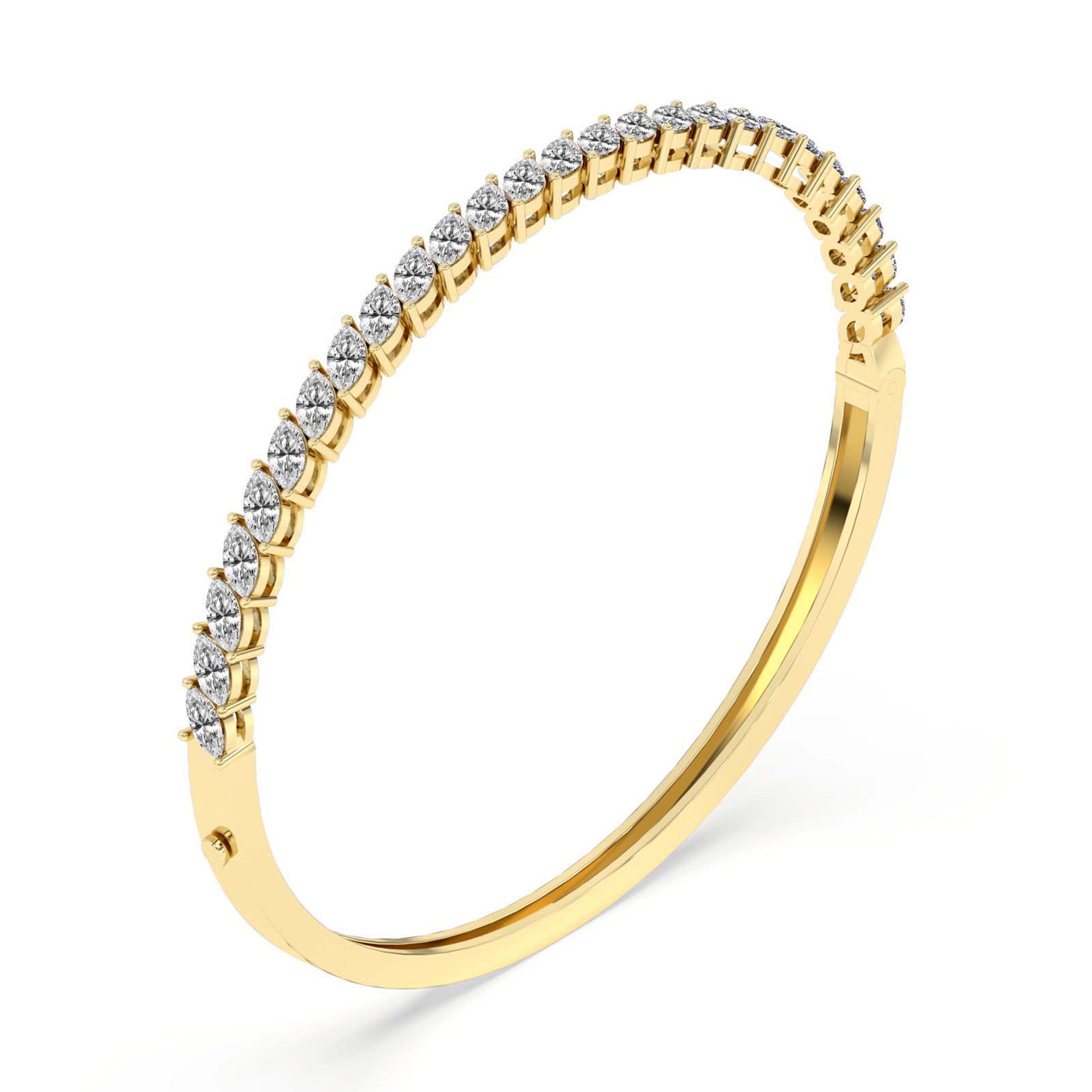Tear of Light Marquise Lab Diamond Openable Bangle Bracelet left view