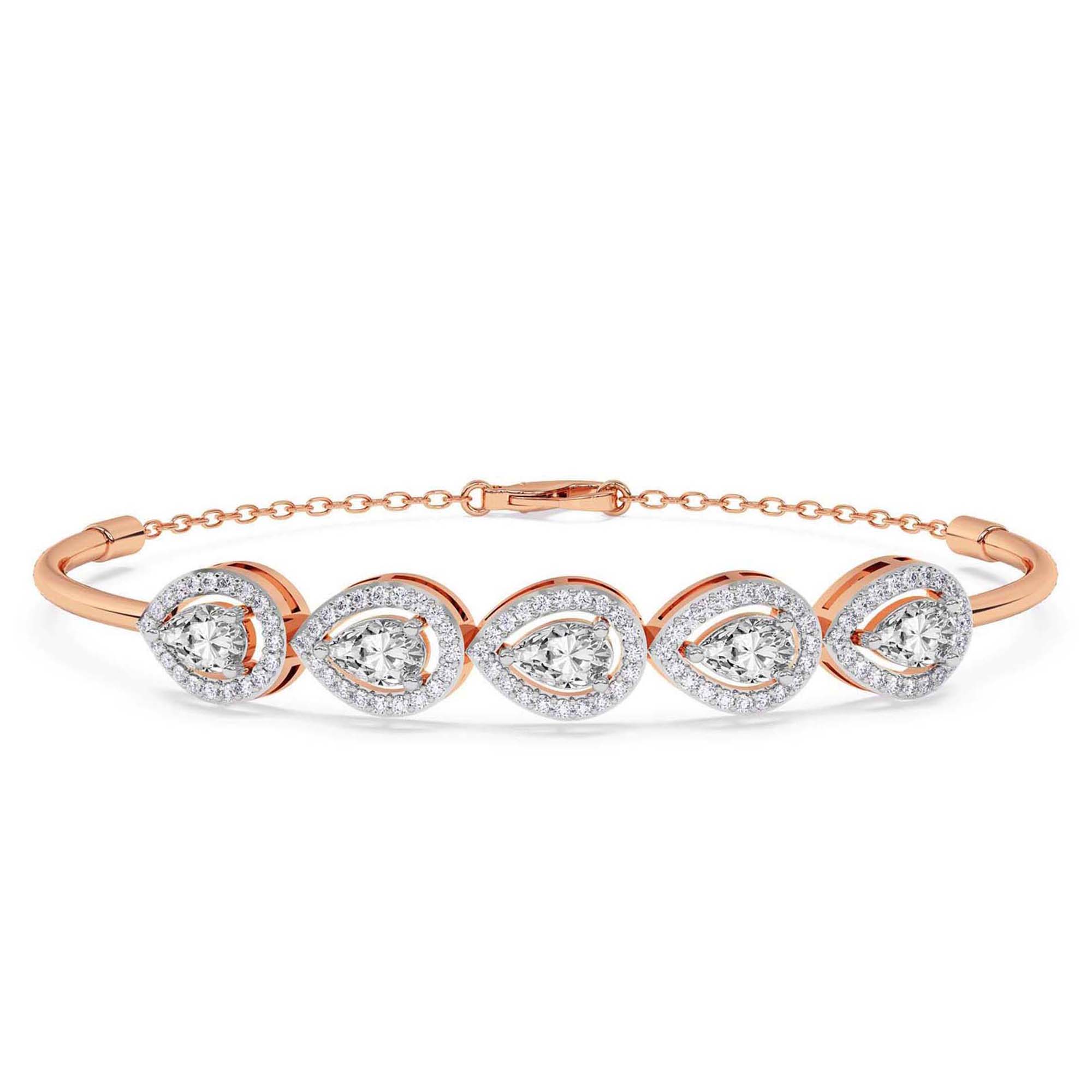 Soleia Halo Pear Lab Diamond Fashion Bracelet front view
