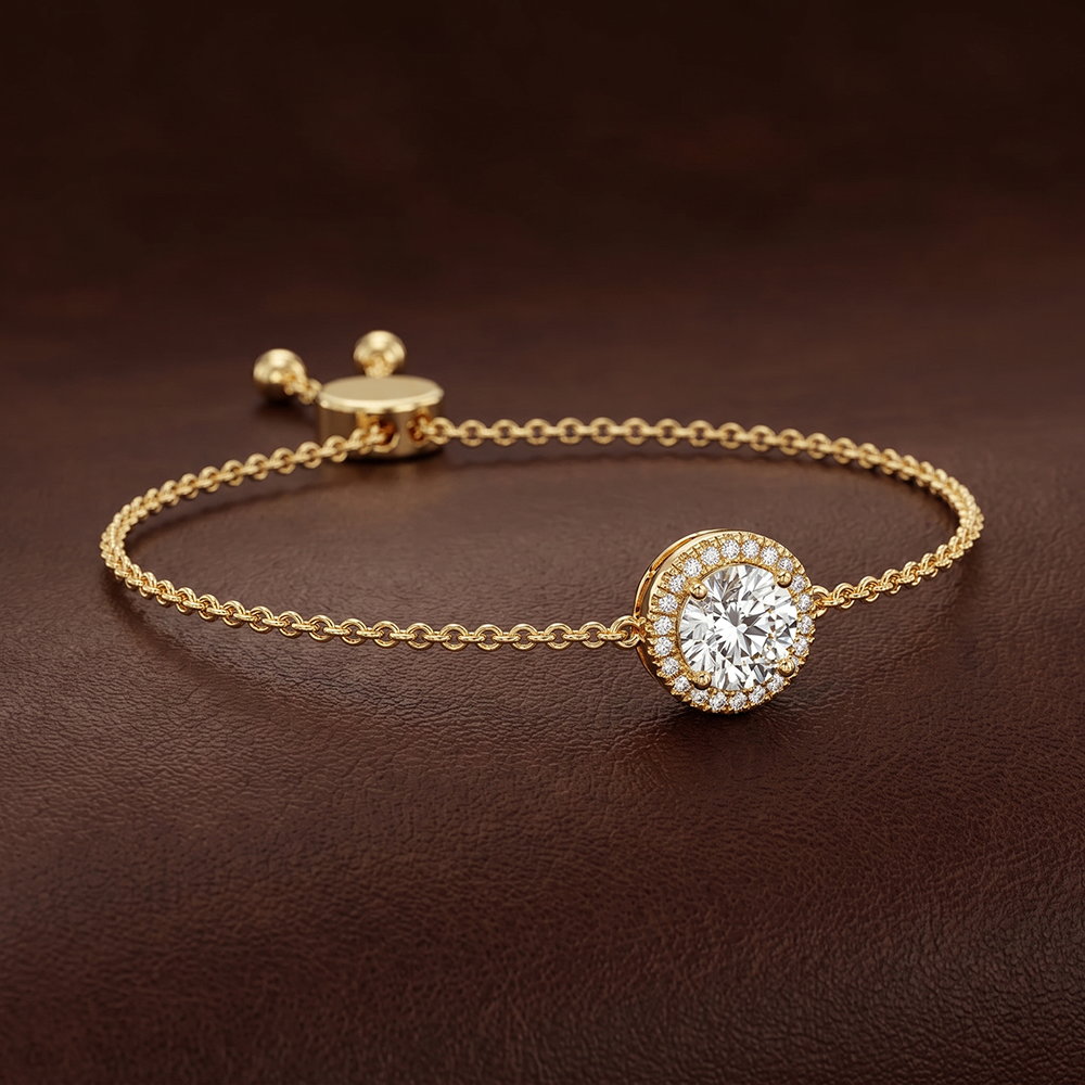 14kt White Gold Isabella Round Halo Fashion Bracelet (3/4 Ct. Tw.) color product image one