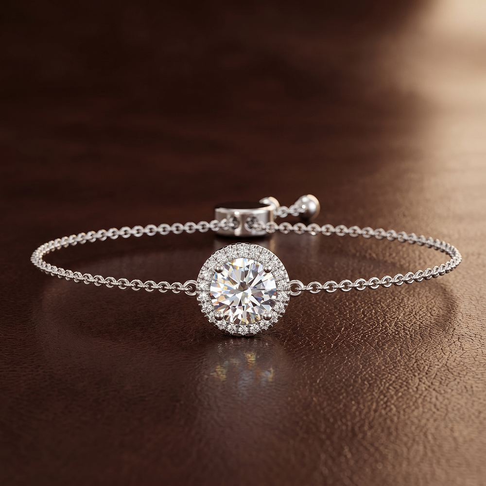 14kt White Gold Isabella Round Halo Fashion Bracelet (3/4 Ct. Tw.) color product image two