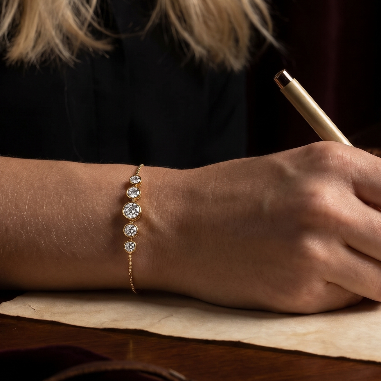 14kt White Gold Millie Five Stone Round Fashion Bracelet (2 Ct. Tw.) model image two
