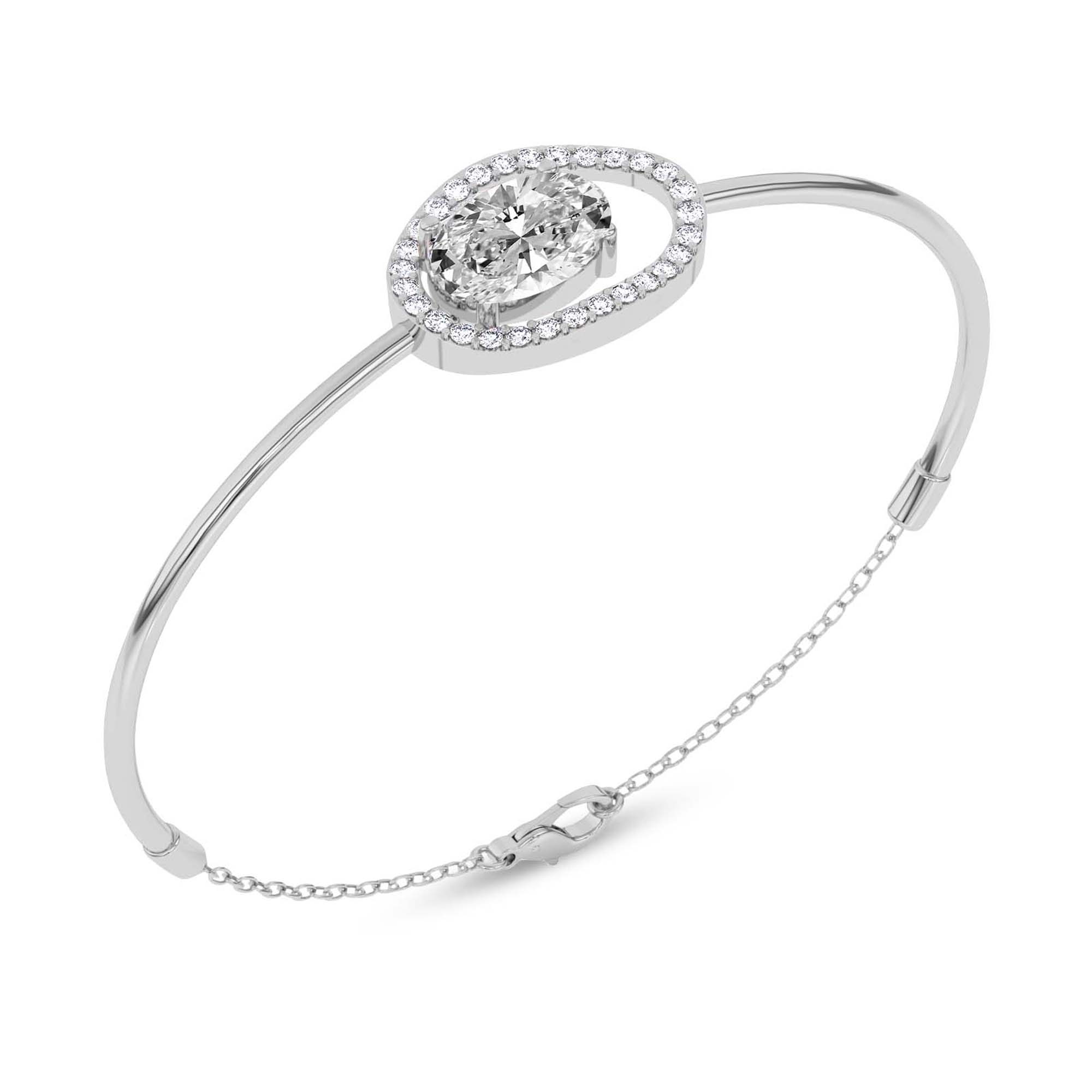 Vivienne Halo Oval Lab Diamond Fashion Bracelet left view