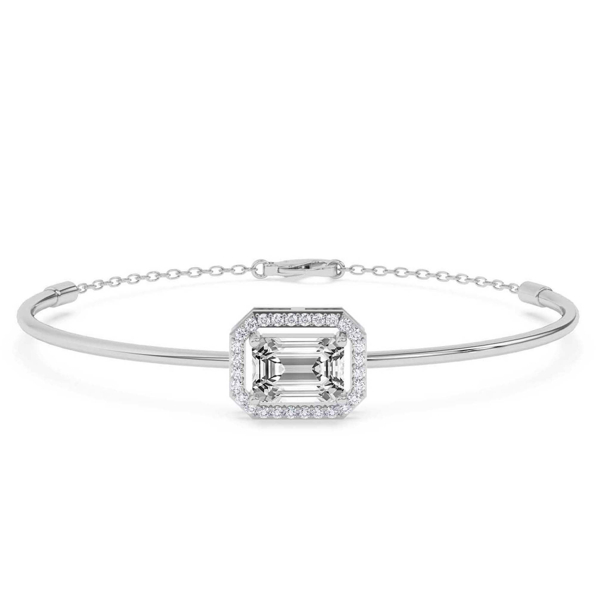Estelle Halo Emerald Lab Diamond Fashion Bracelet front view