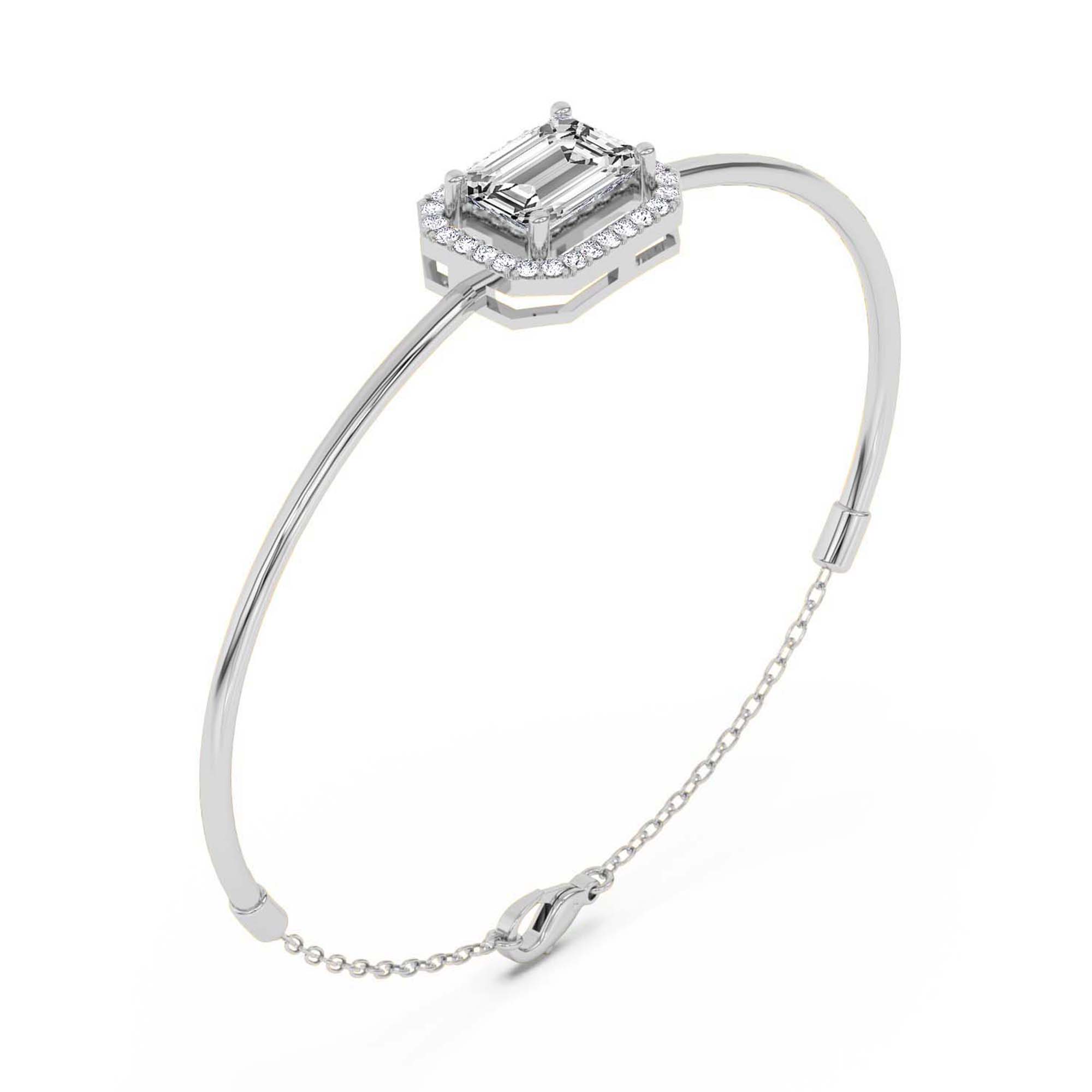Estelle Halo Emerald Lab Diamond Fashion Bracelet left view