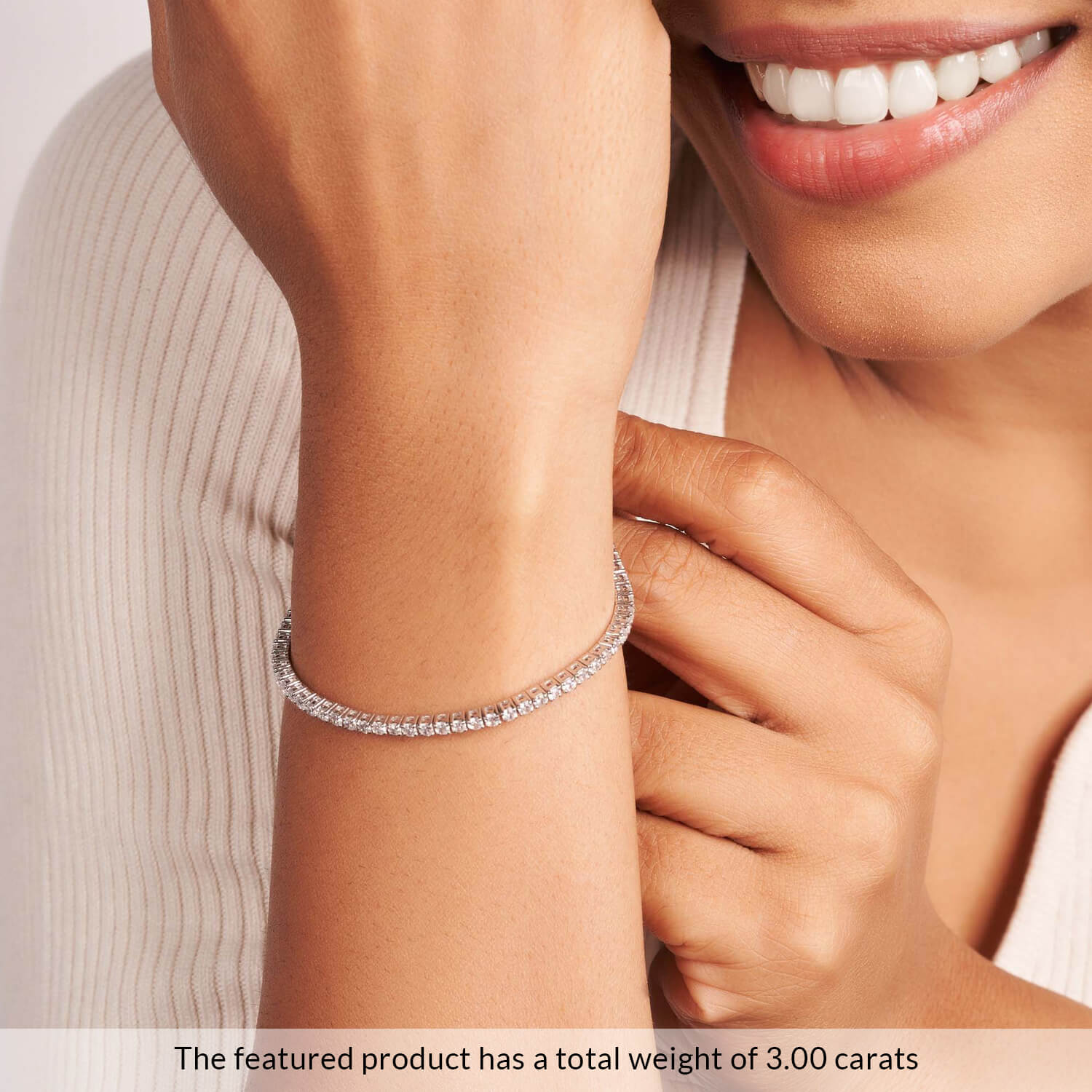 Round Diamond Bracelet 3 Carats Prong Set White Gold Jewelry 14K New