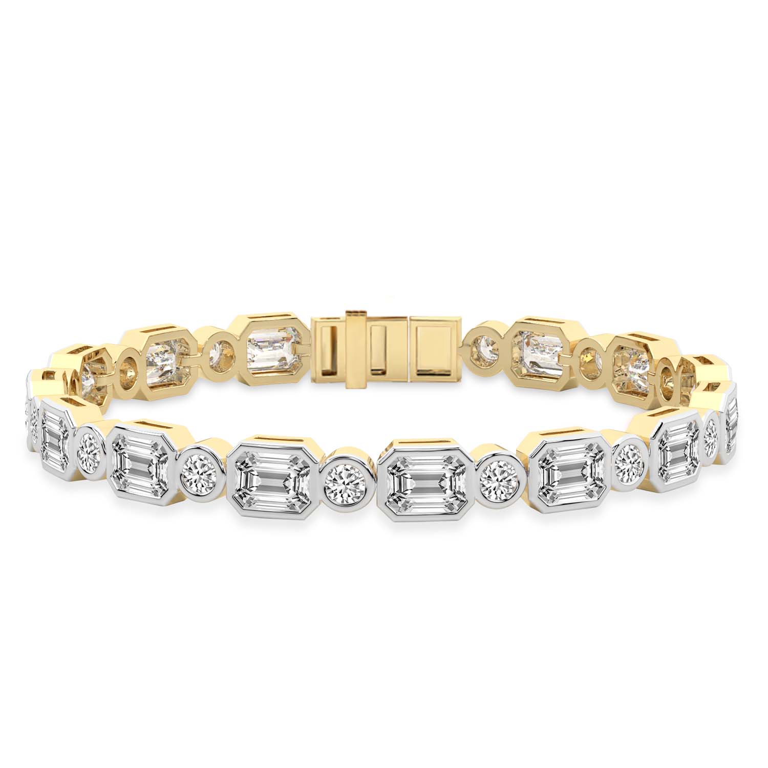 Amalthea Emerald and Round Lab Diamond Tennis Bracelet front view