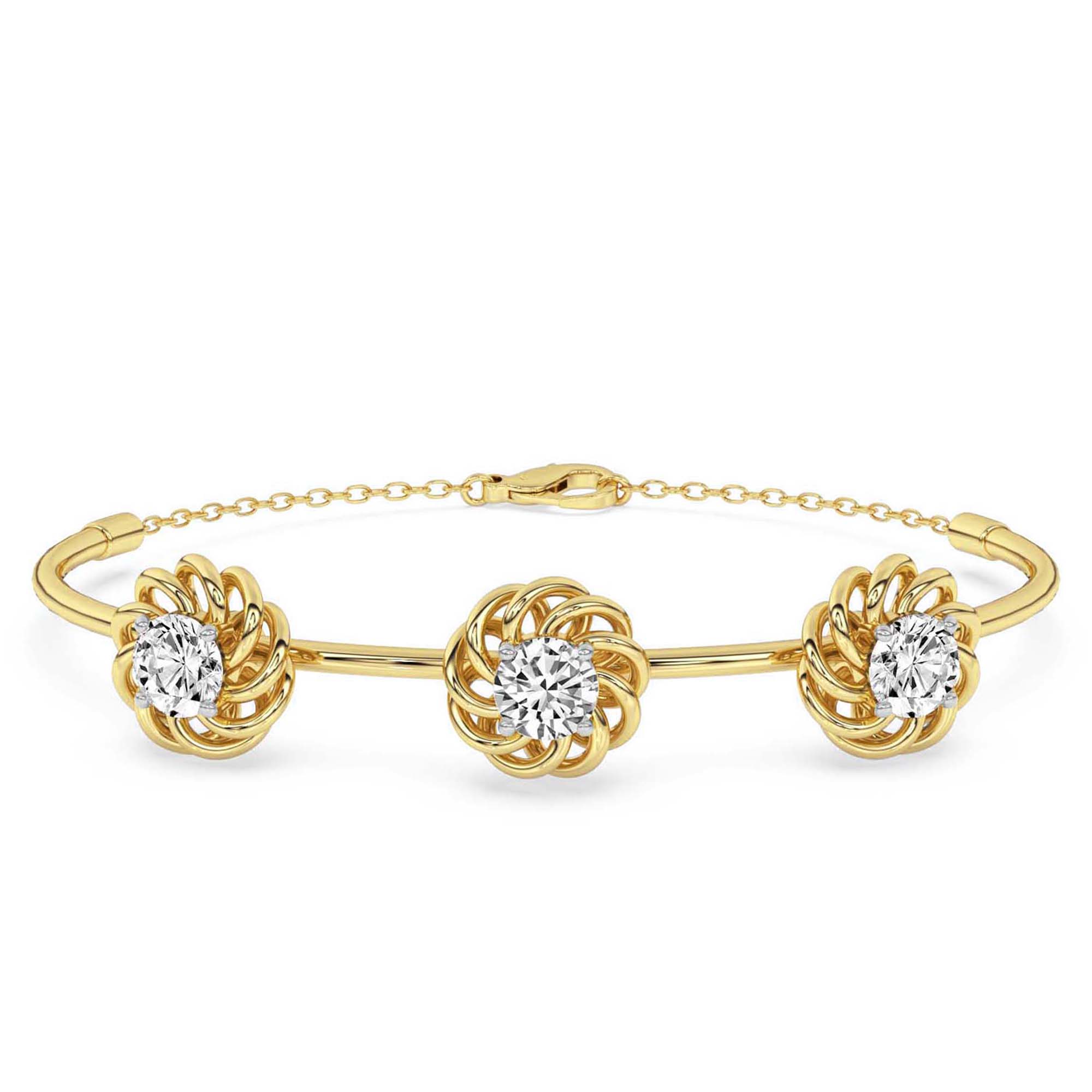 Spiral Elev Round Lab Diamond Fashion Bracelet front view