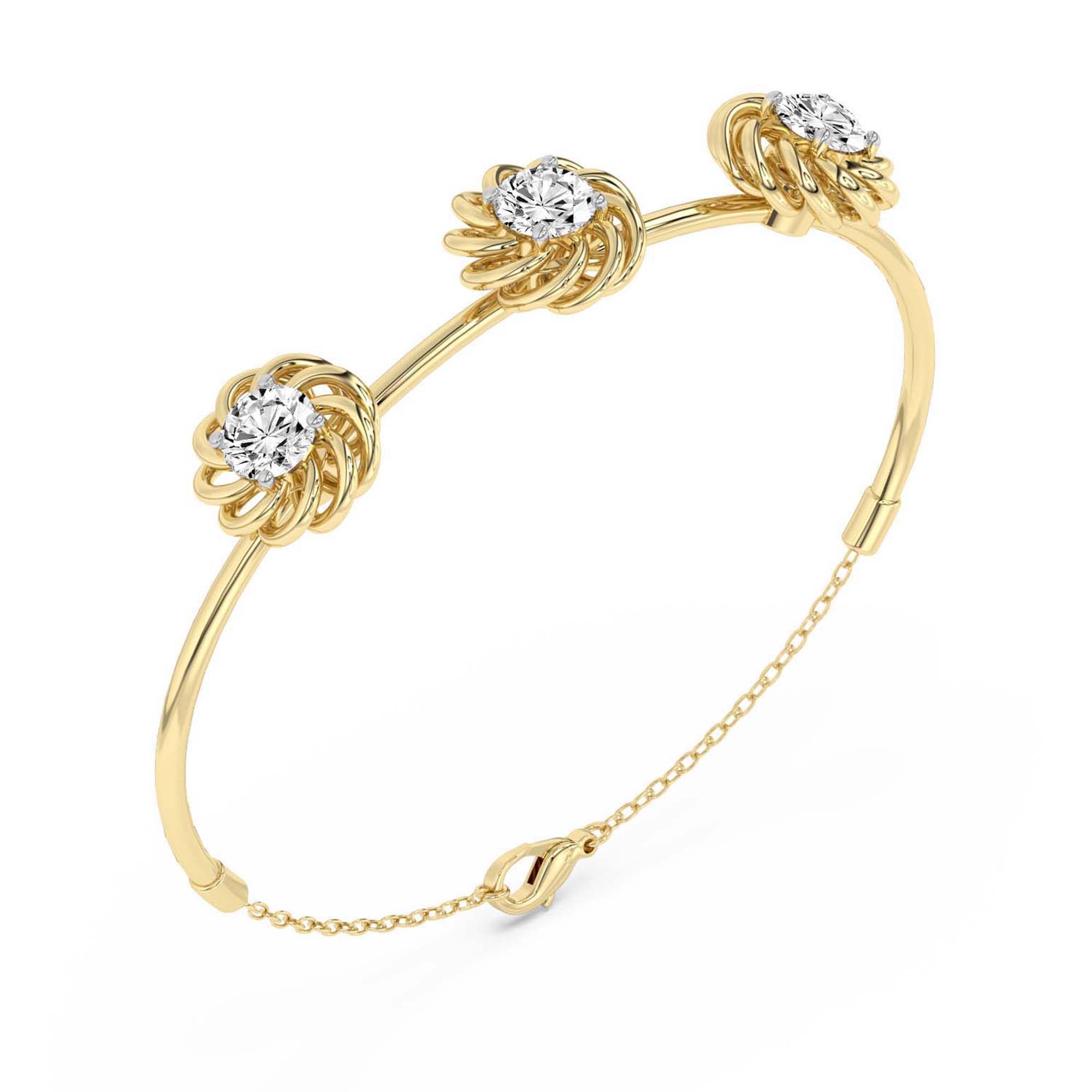 Spiral Elev Round Lab Diamond Fashion Bracelet left view