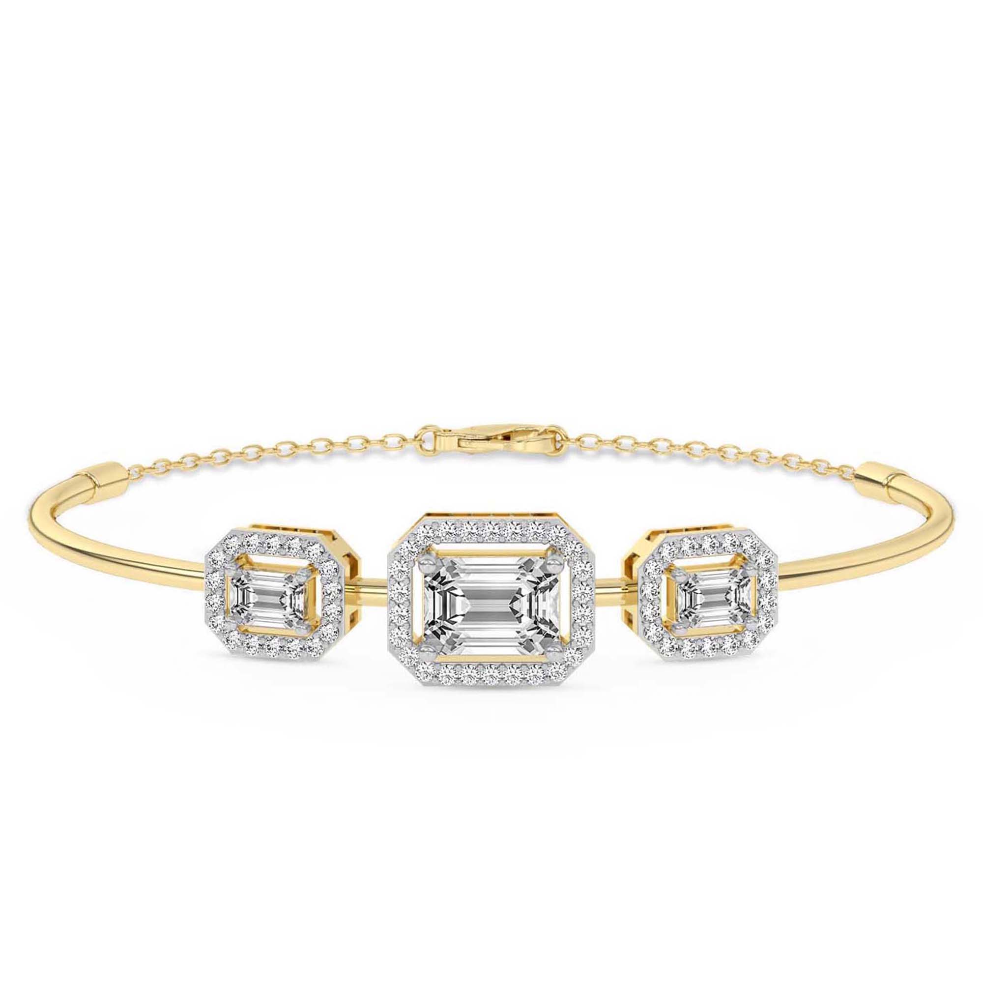 Verde Halo Emerald Lab Diamond Fashion Bracelet front view