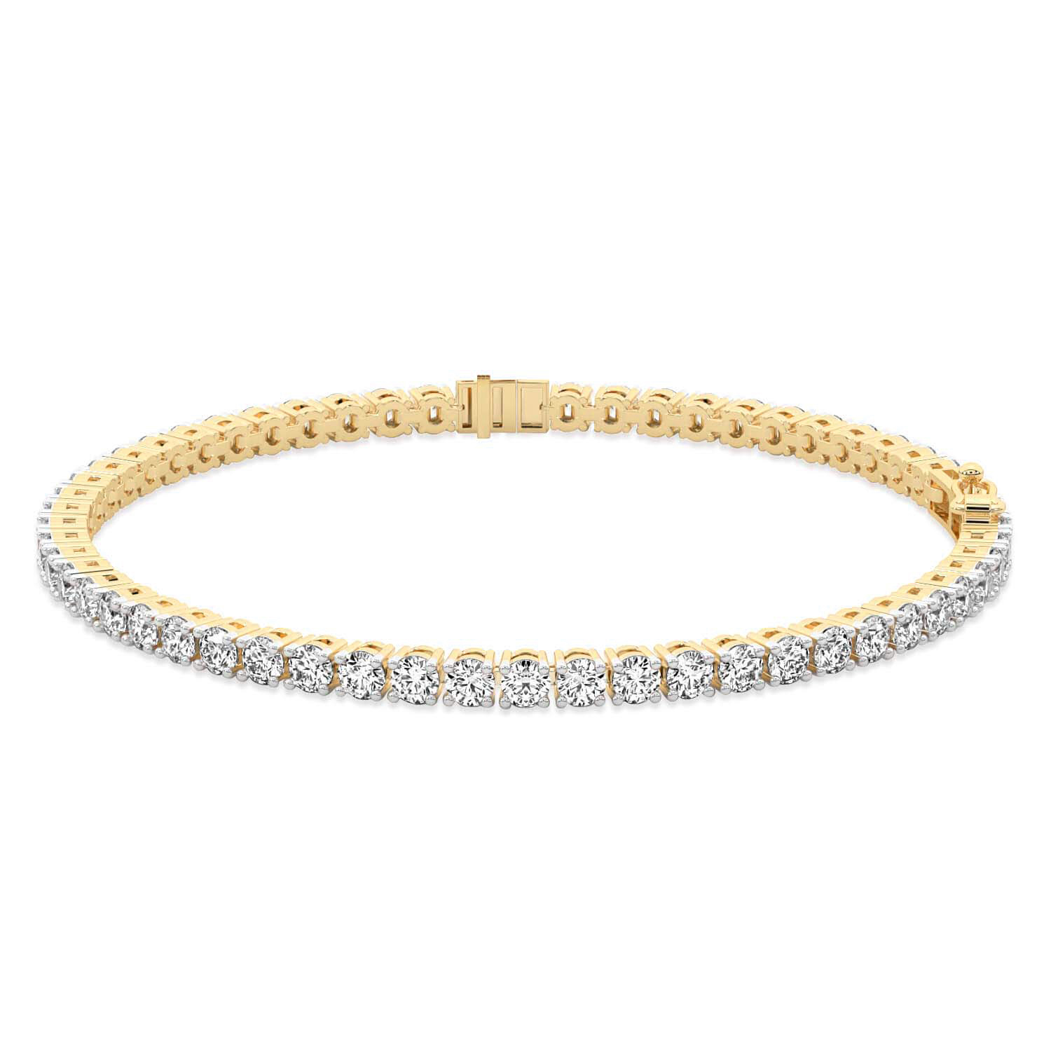 Darcy Round Lab Diamond Tennis Bracelet yellow gold bracelet, small front view