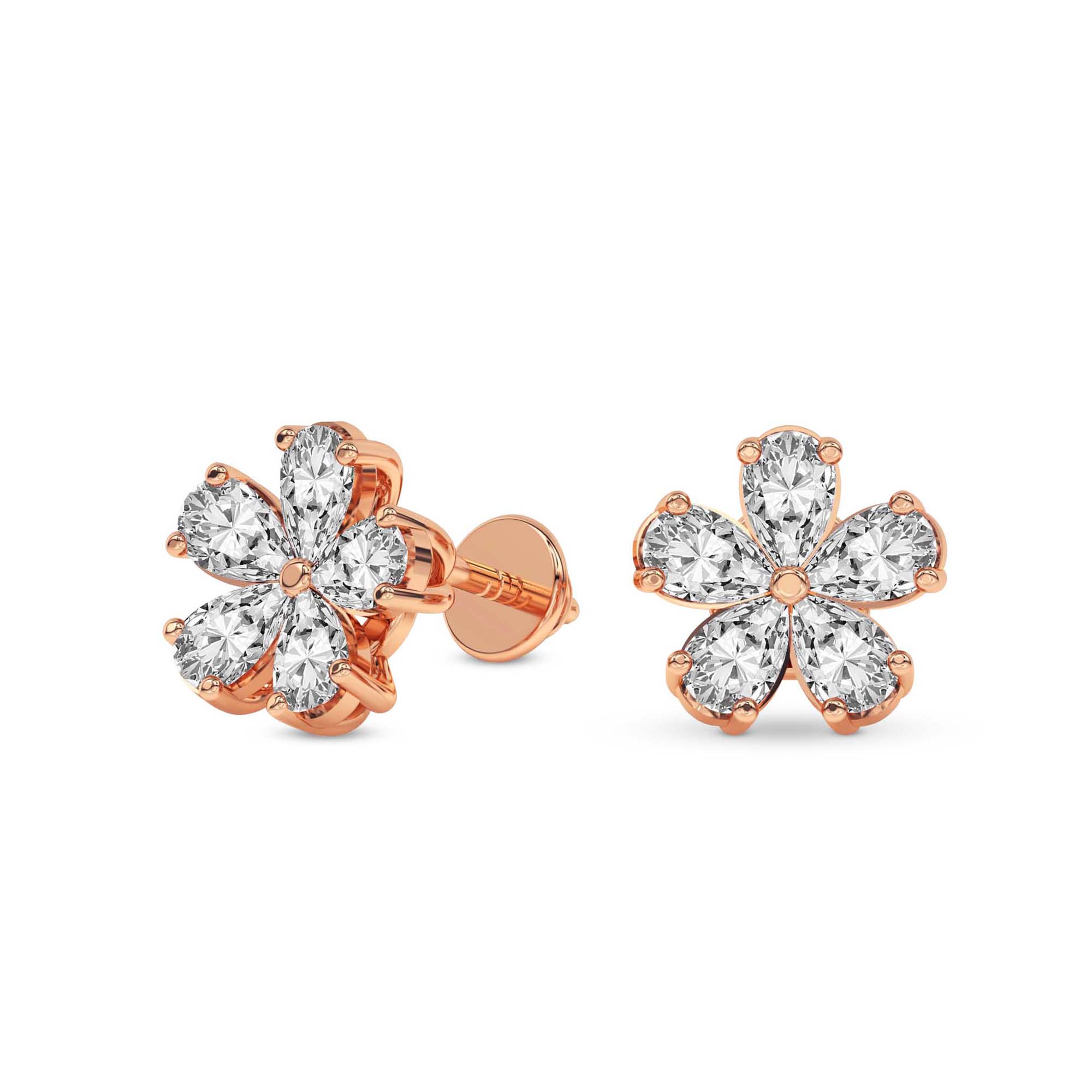 14kt Rose Gold Daisy Flower Fashion Lab Diamond Stud Earrings 15108 6 Ct. Tw