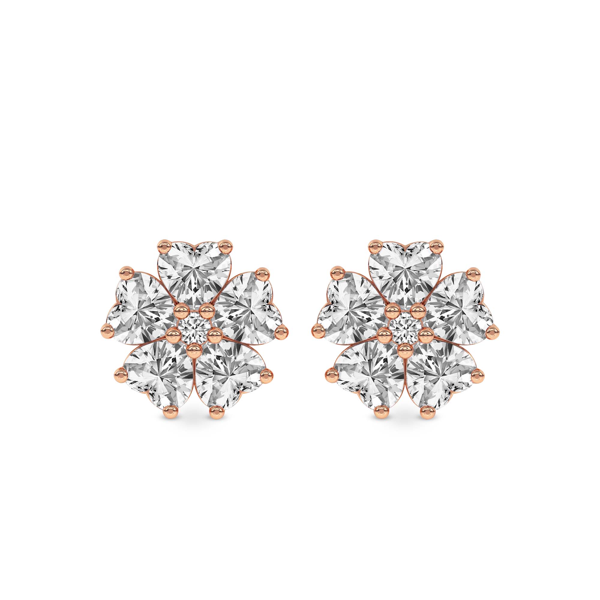 Thalia Bloom Fashion Flower Lab Diamond Stud Earrings front view