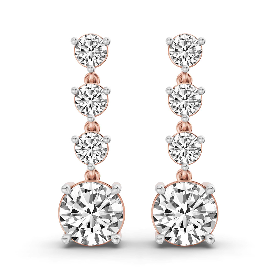 10kt Rose Gold Round Fashion Lab Diamond Dangle Earrings (3 Ct. Tw.) front image