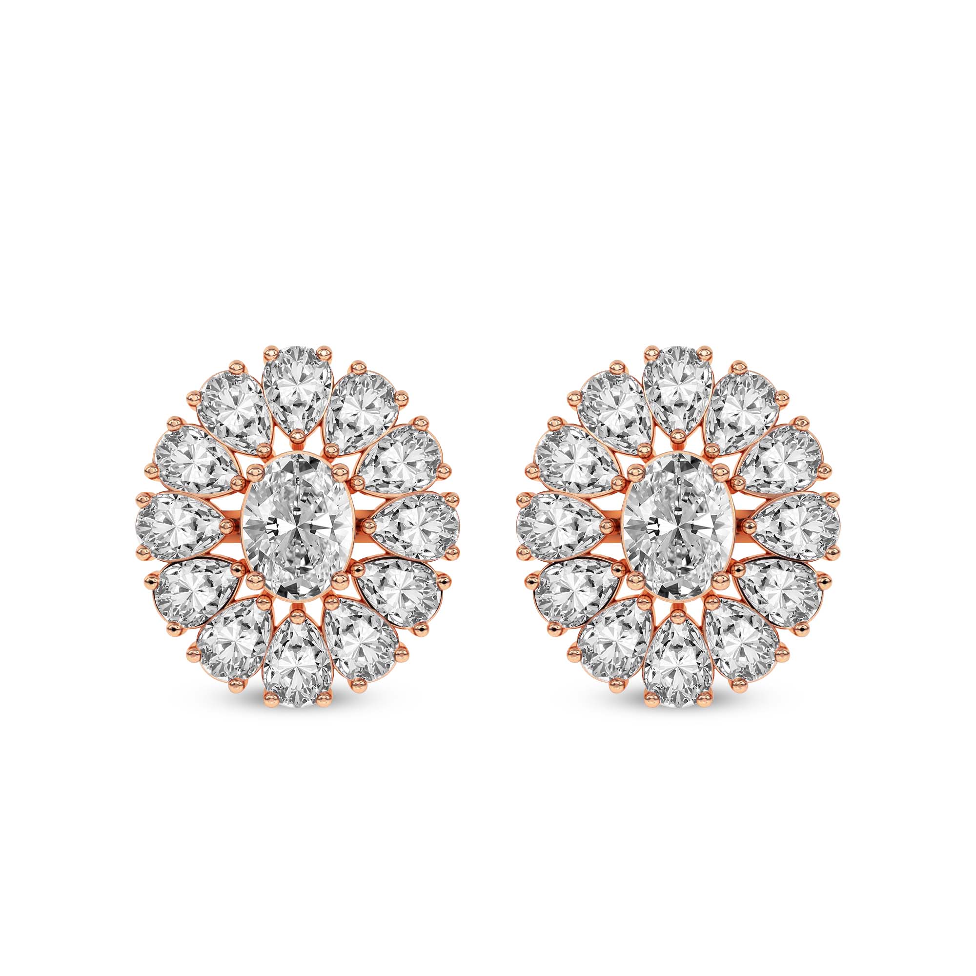 Dahlia Flower Fashion Lab Diamond Stud Earrings front view