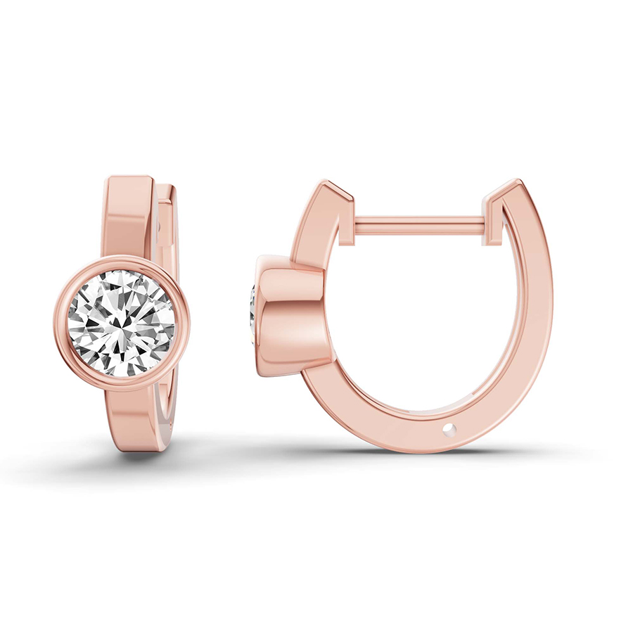 Elin Single Round Lab Diamond Huggie Earrings left view