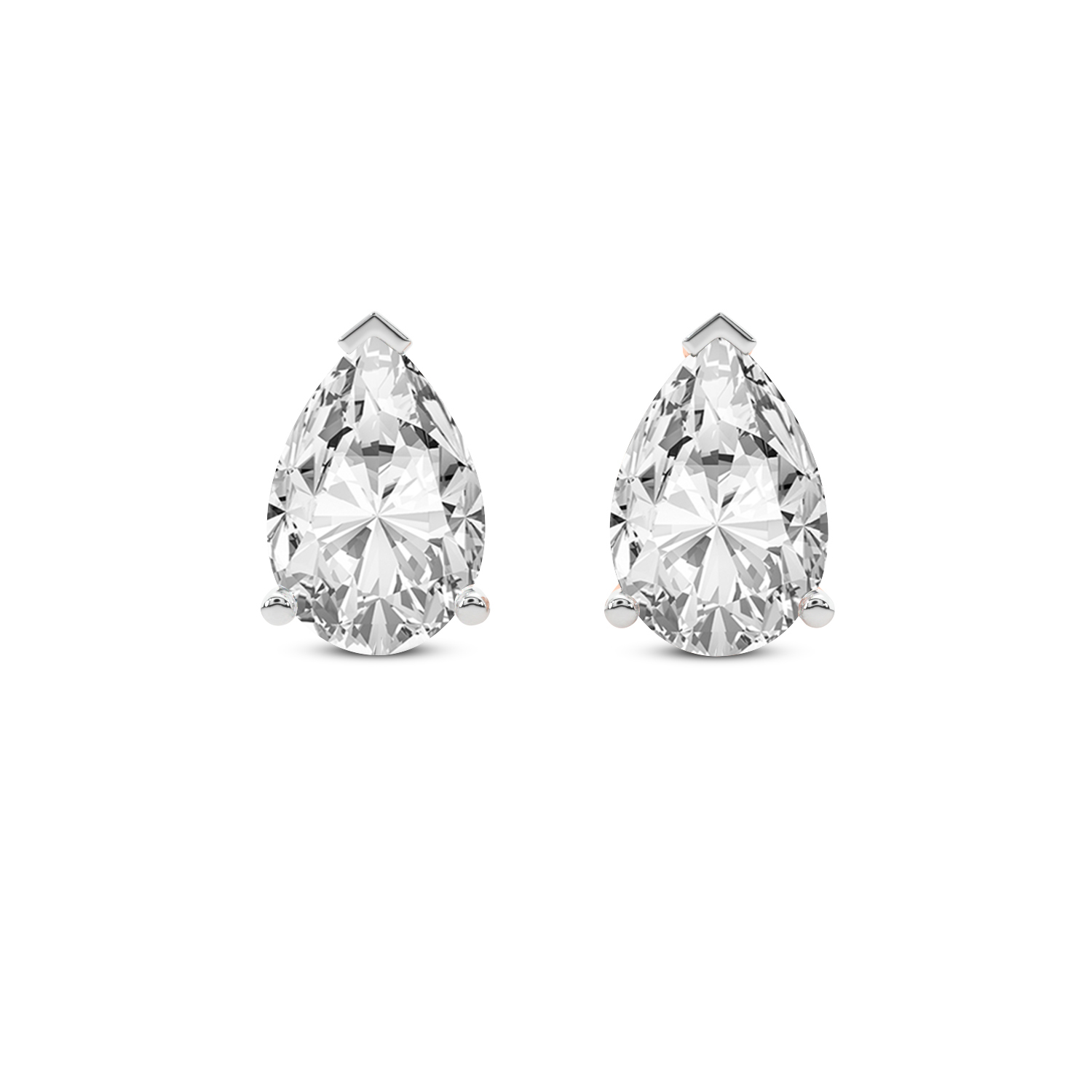 3 Prong Pear Lab Diamond Stud Earrings rose gold earring, small front view