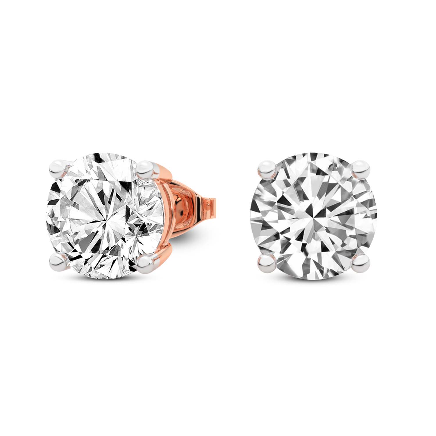 4 Prong Round Lab Diamond Stud Earrings rose gold earring, small right view