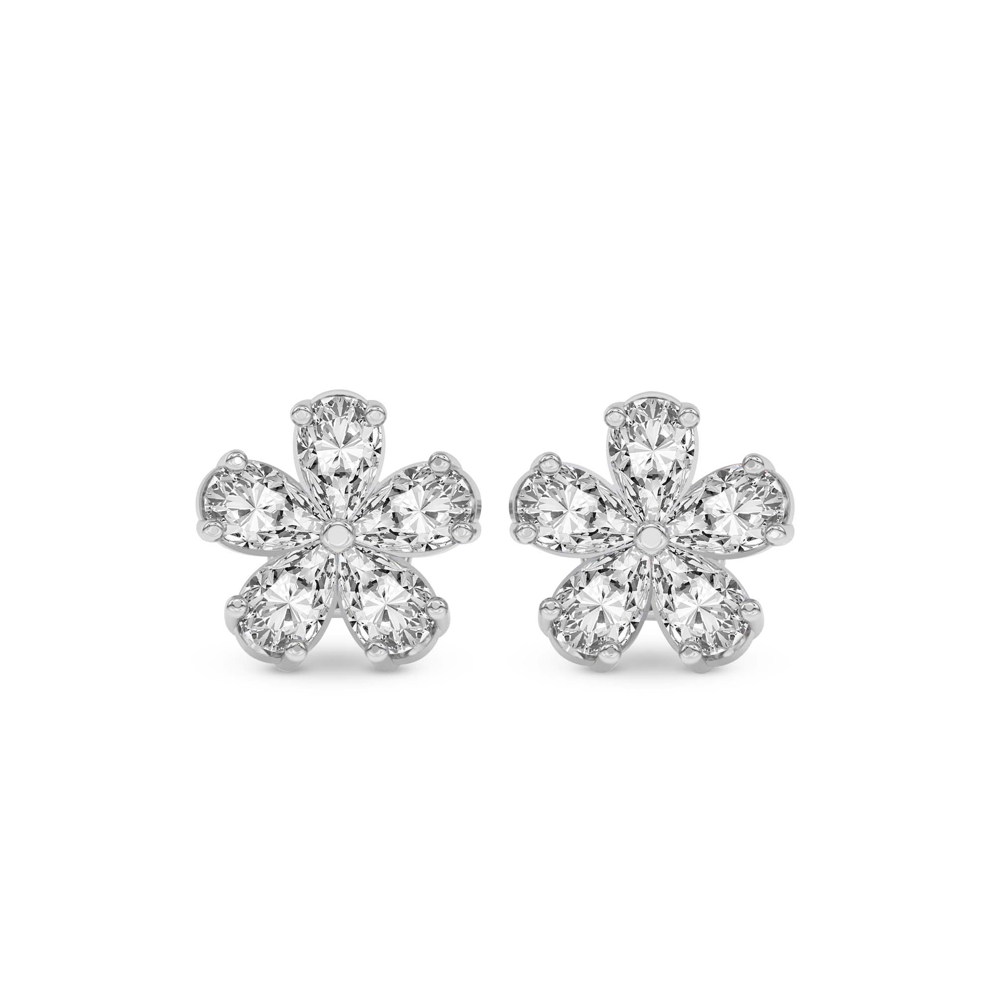 Daisy Flower Fashion Lab Diamond Stud Earrings front view