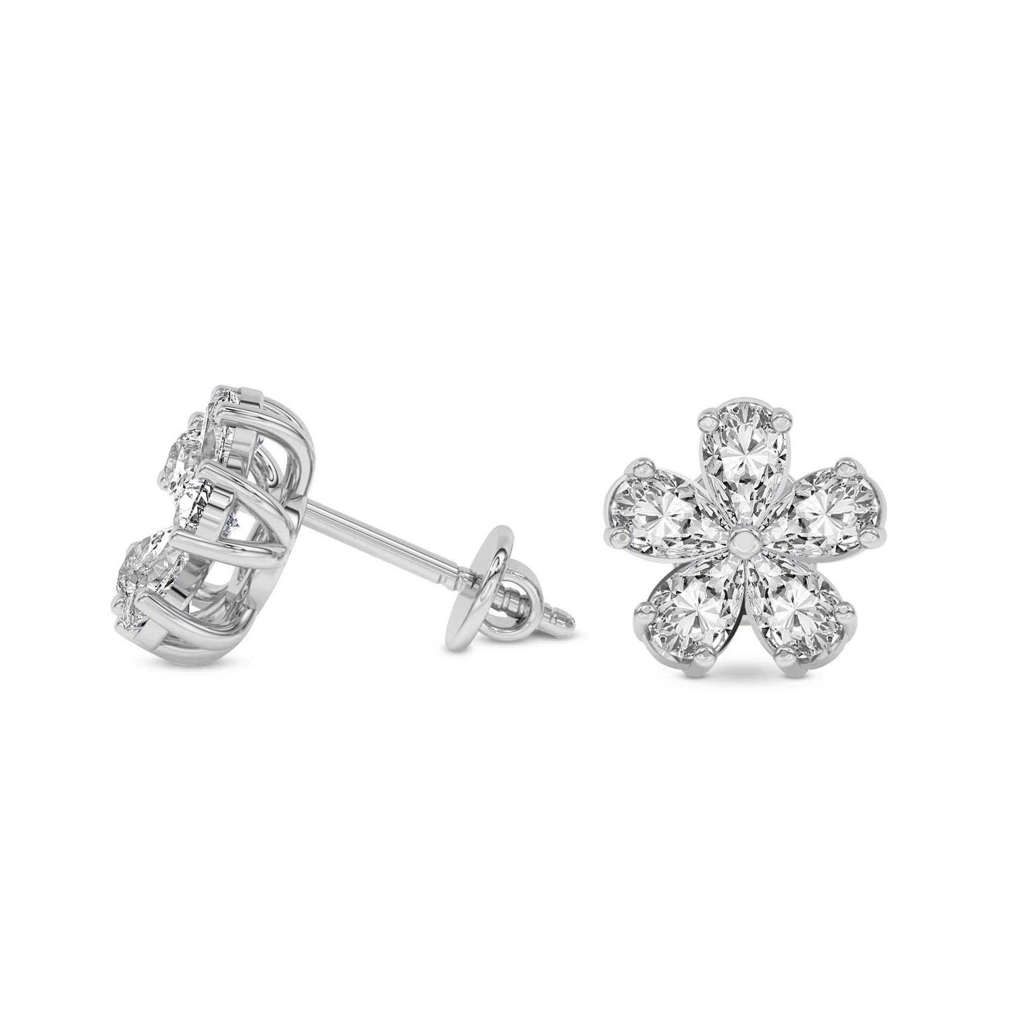 Daisy Flower Fashion Lab Diamond Stud Earrings left view