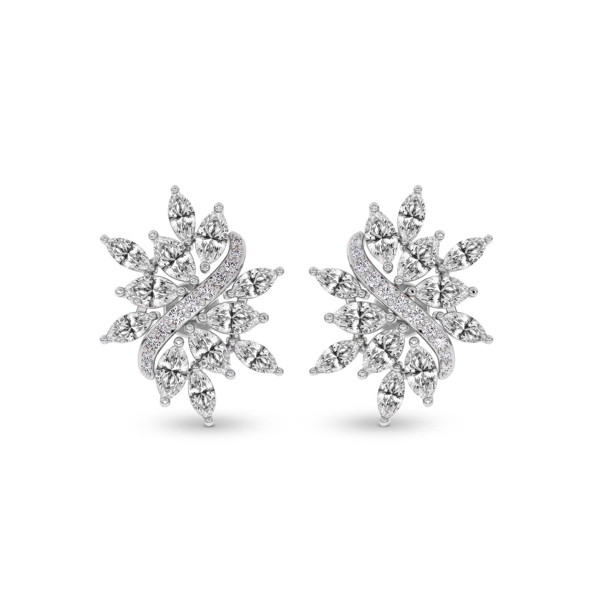 Wisteria Flower Fashion Lab Diamond Stud Earrings front view