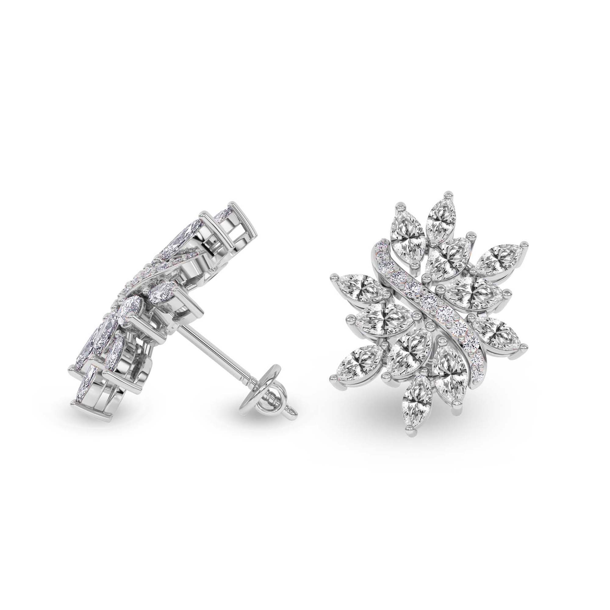 Wisteria Flower Fashion Lab Diamond Stud Earrings left view
