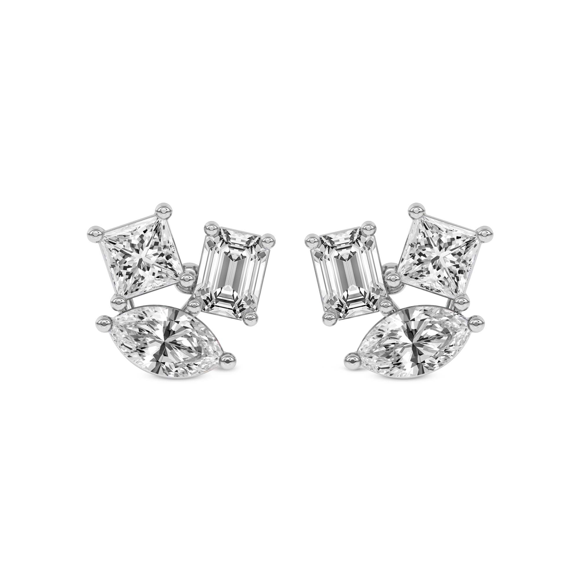 Trillium Flower Fashion Lab Diamond Stud Earrings front view