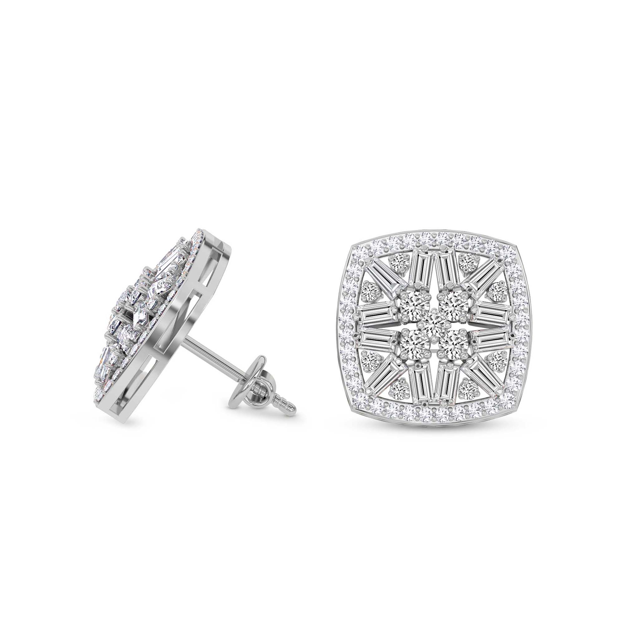 Scabiosa Flower Fashion Lab Diamond Stud Earrings left view