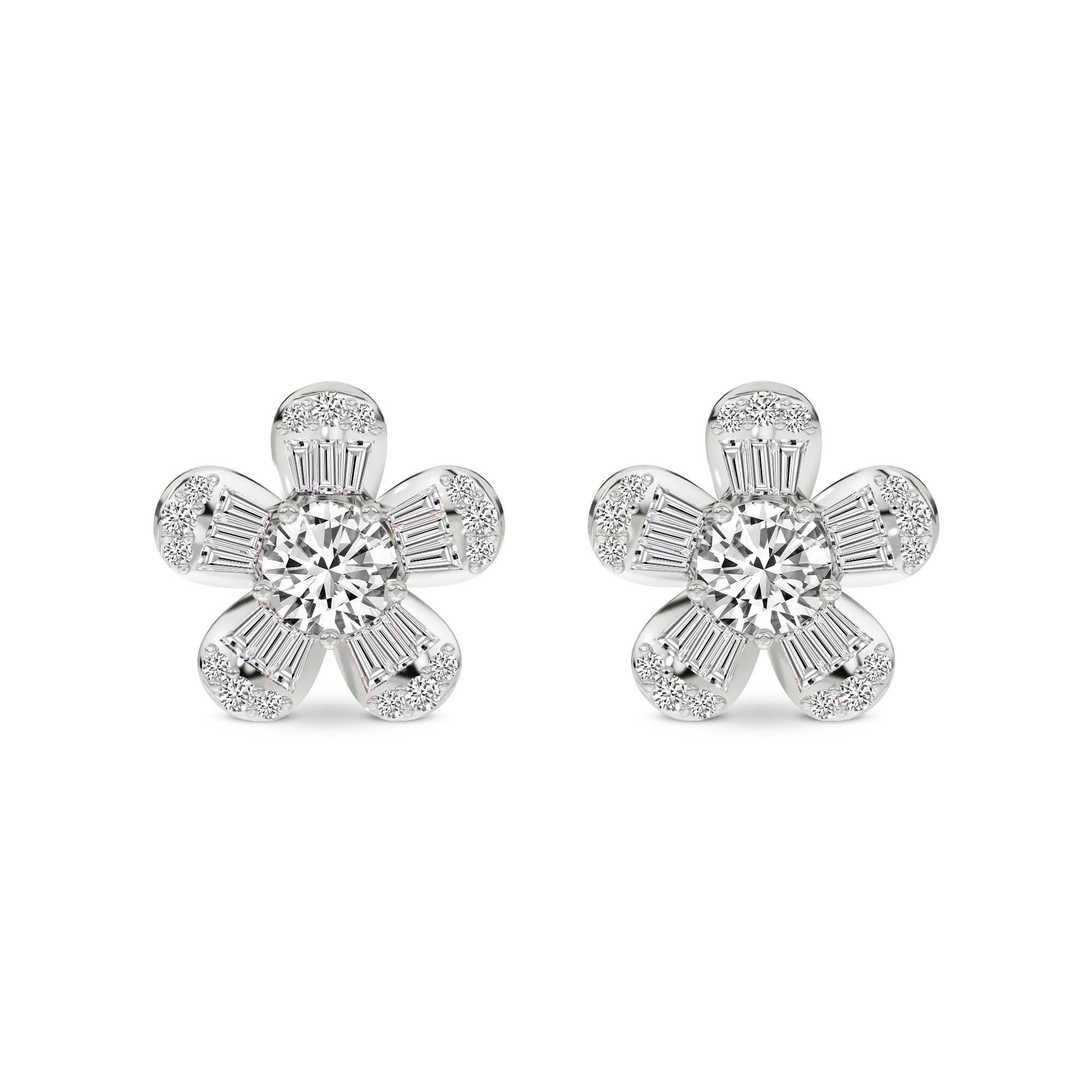 Periwinkle Flower Fashion Lab Diamond Stud Earrings front view