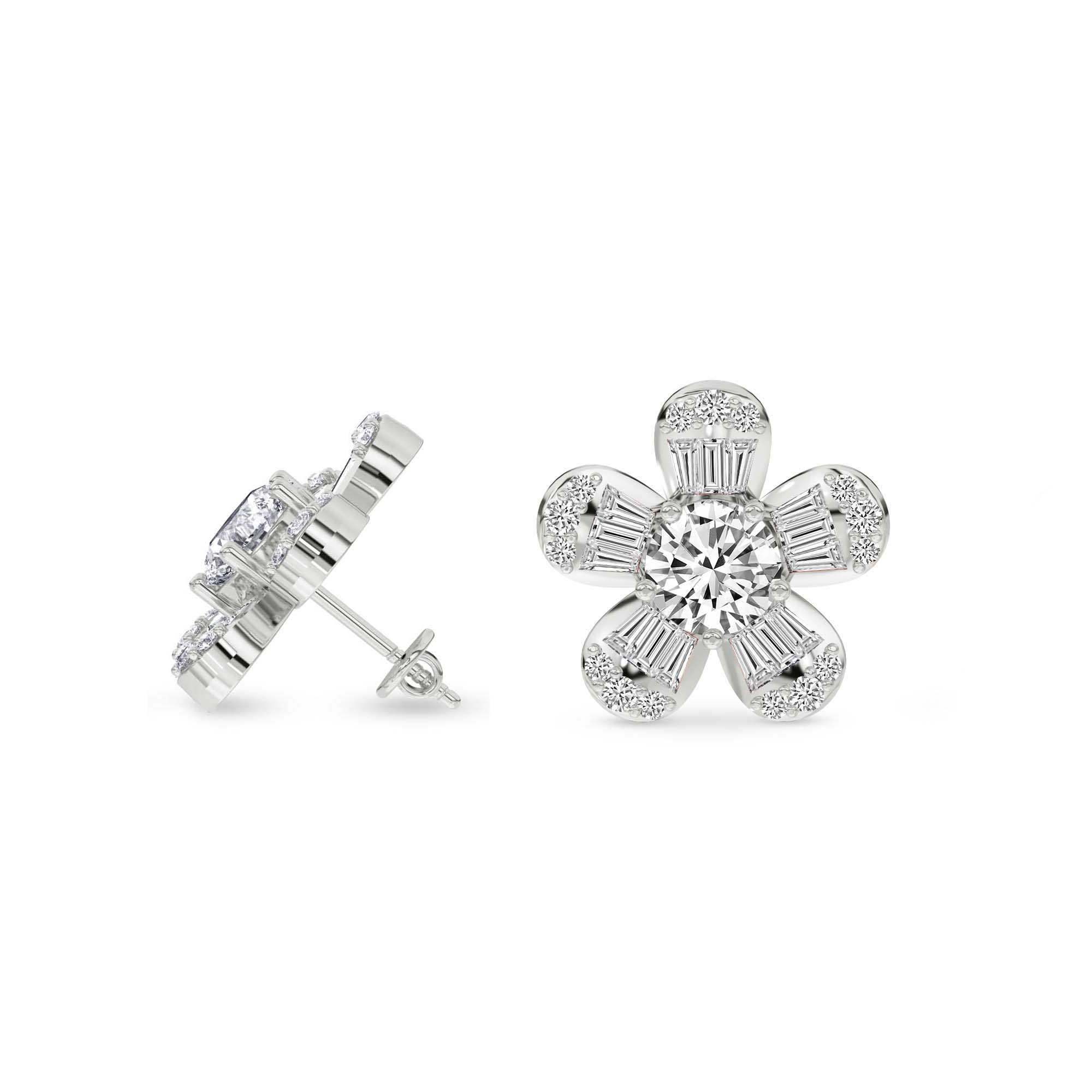 Periwinkle Flower Fashion Lab Diamond Stud Earrings left view