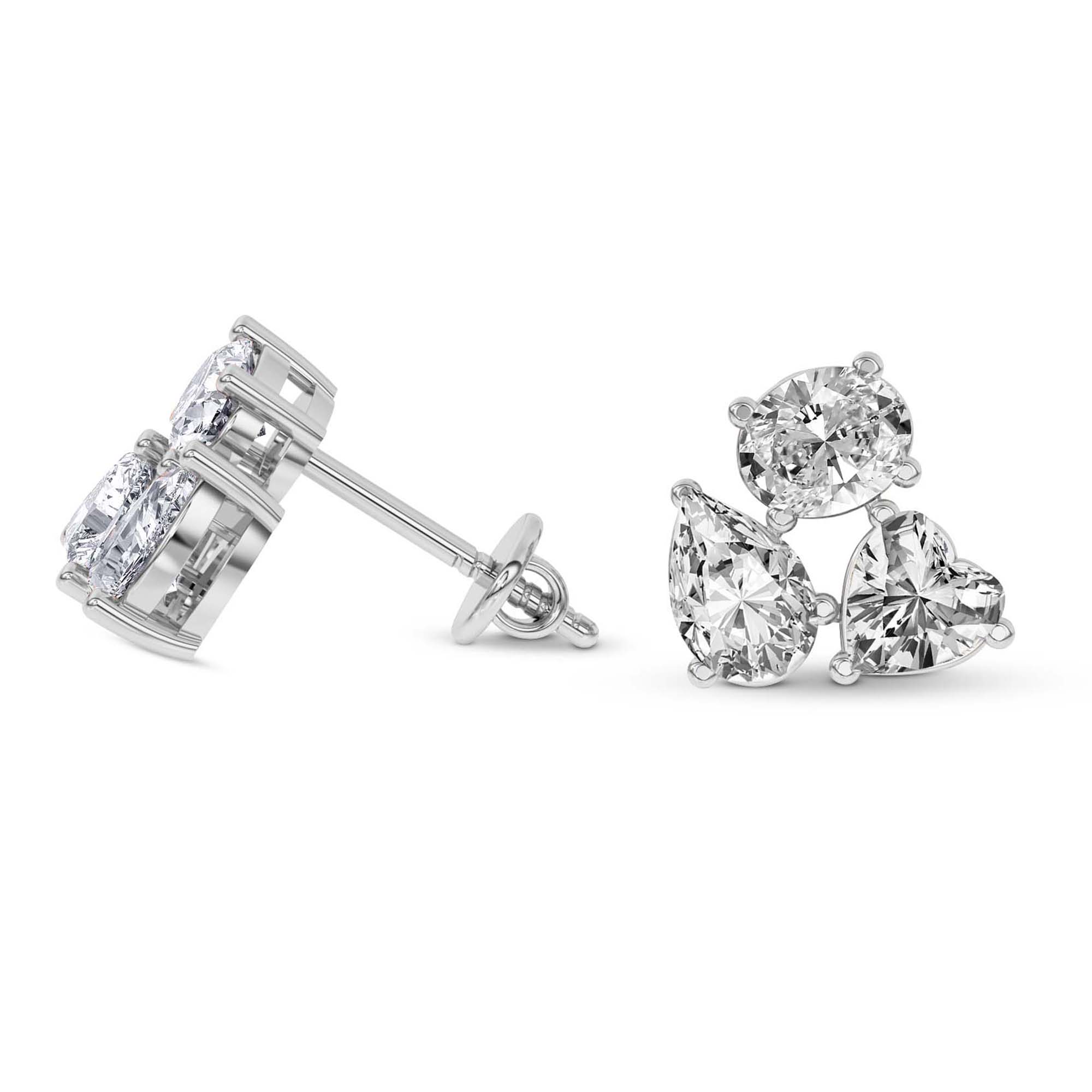 Nebula Flower Fashion Lab Diamond Stud Earrings left view