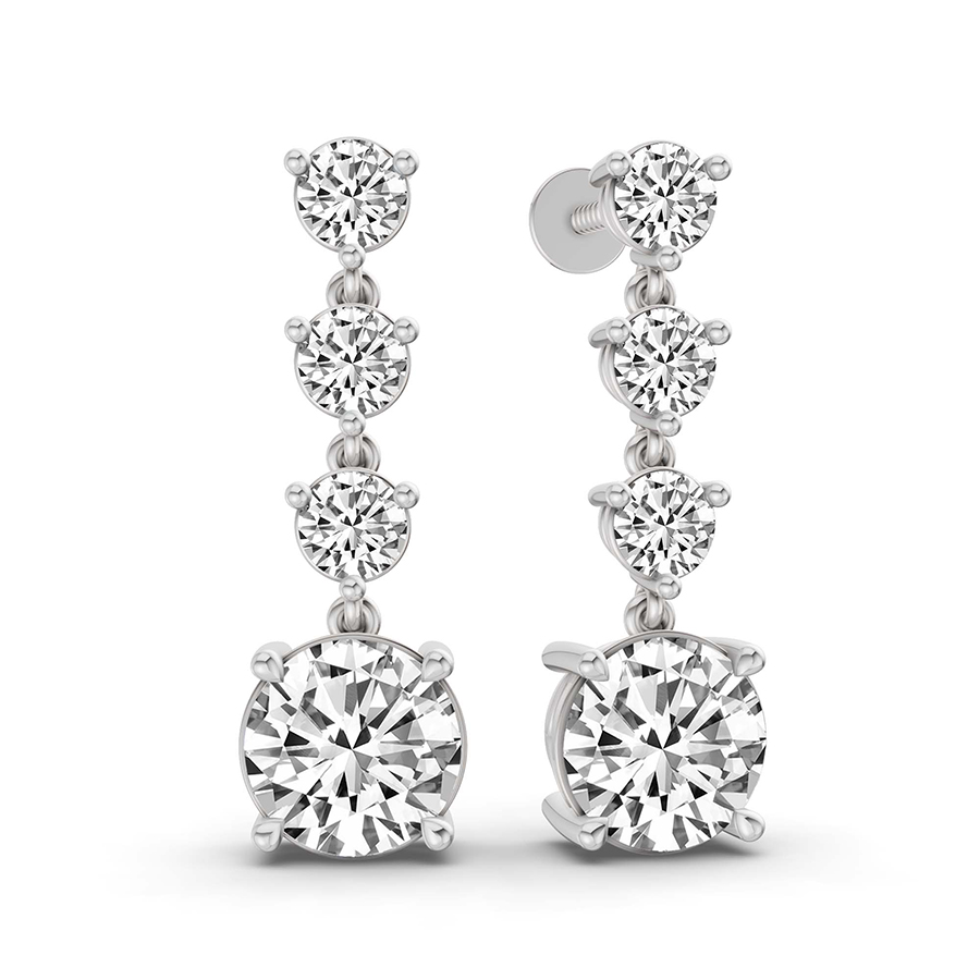 9Ct White Gold Round Fashion Lab Diamond Dangle Earrings (1 Ct. Tw.) left