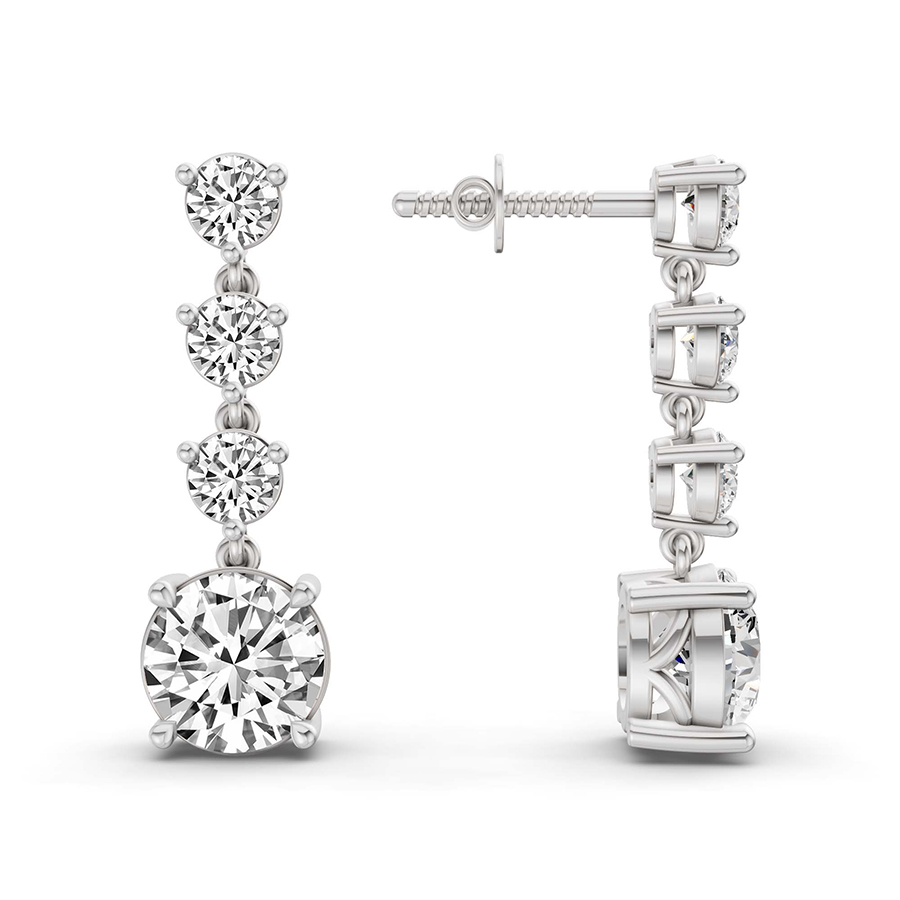 9Ct White Gold Round Fashion Lab Diamond Dangle Earrings (1 Ct. Tw.) right