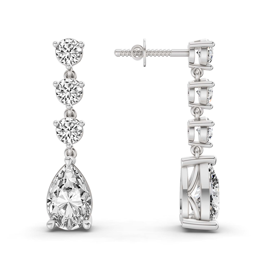 Pear and Round Fashion Lab Diamond Dangle Earrings left view