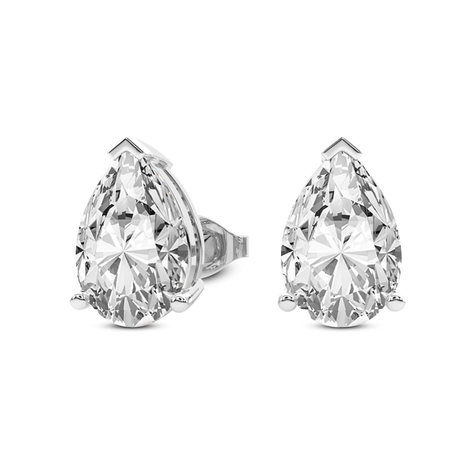 3 Prong Pear Lab Diamond Stud Earrings white gold earring, small right view