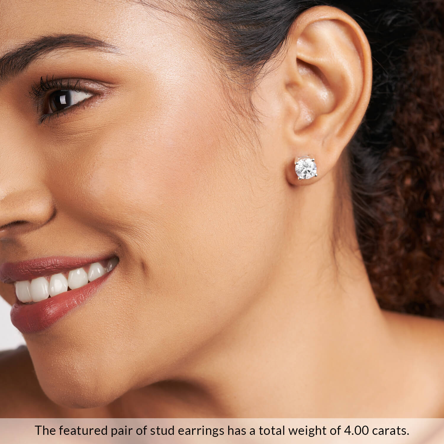Four Prong Round Lab Diamond Stud Earrings model view