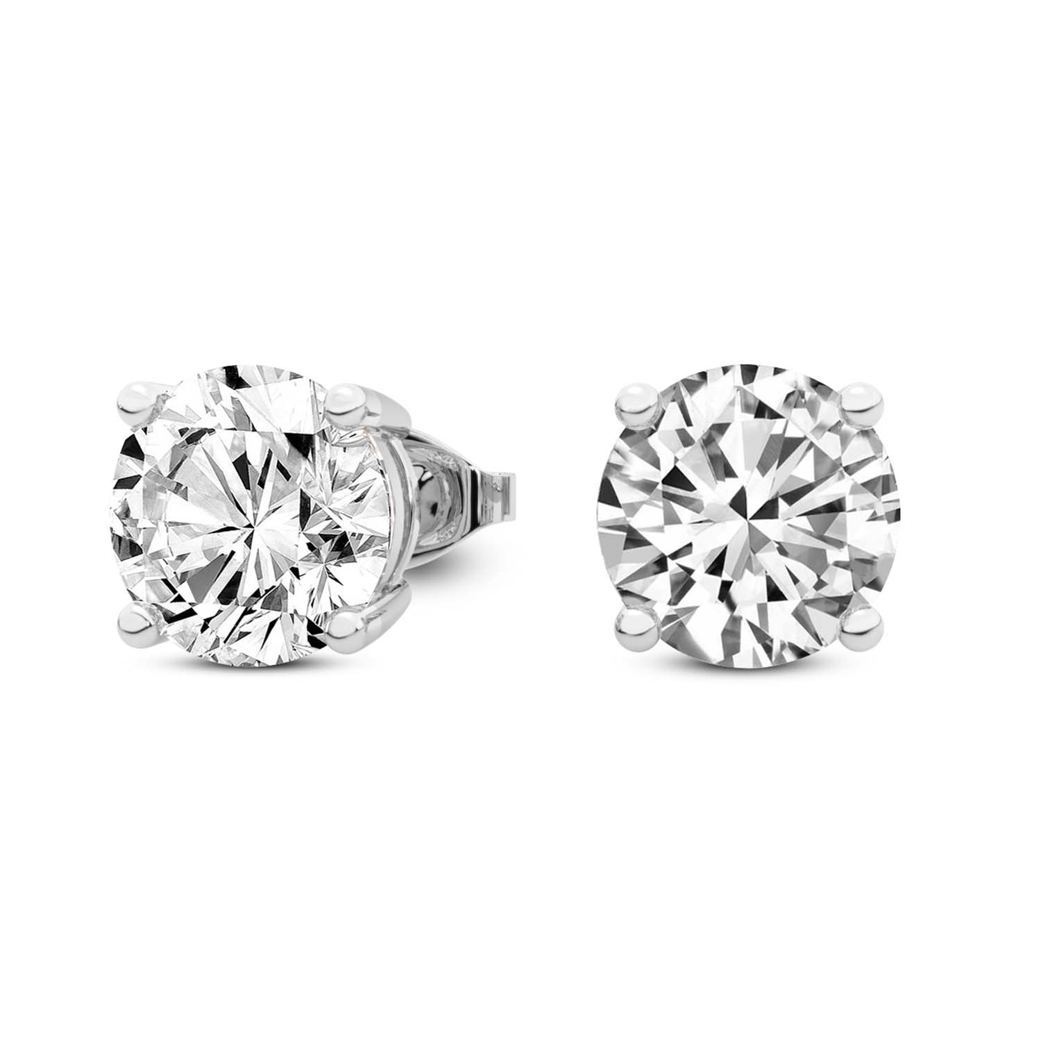 4 Prong Round Lab Diamond Stud Earrings white gold earring, small right view