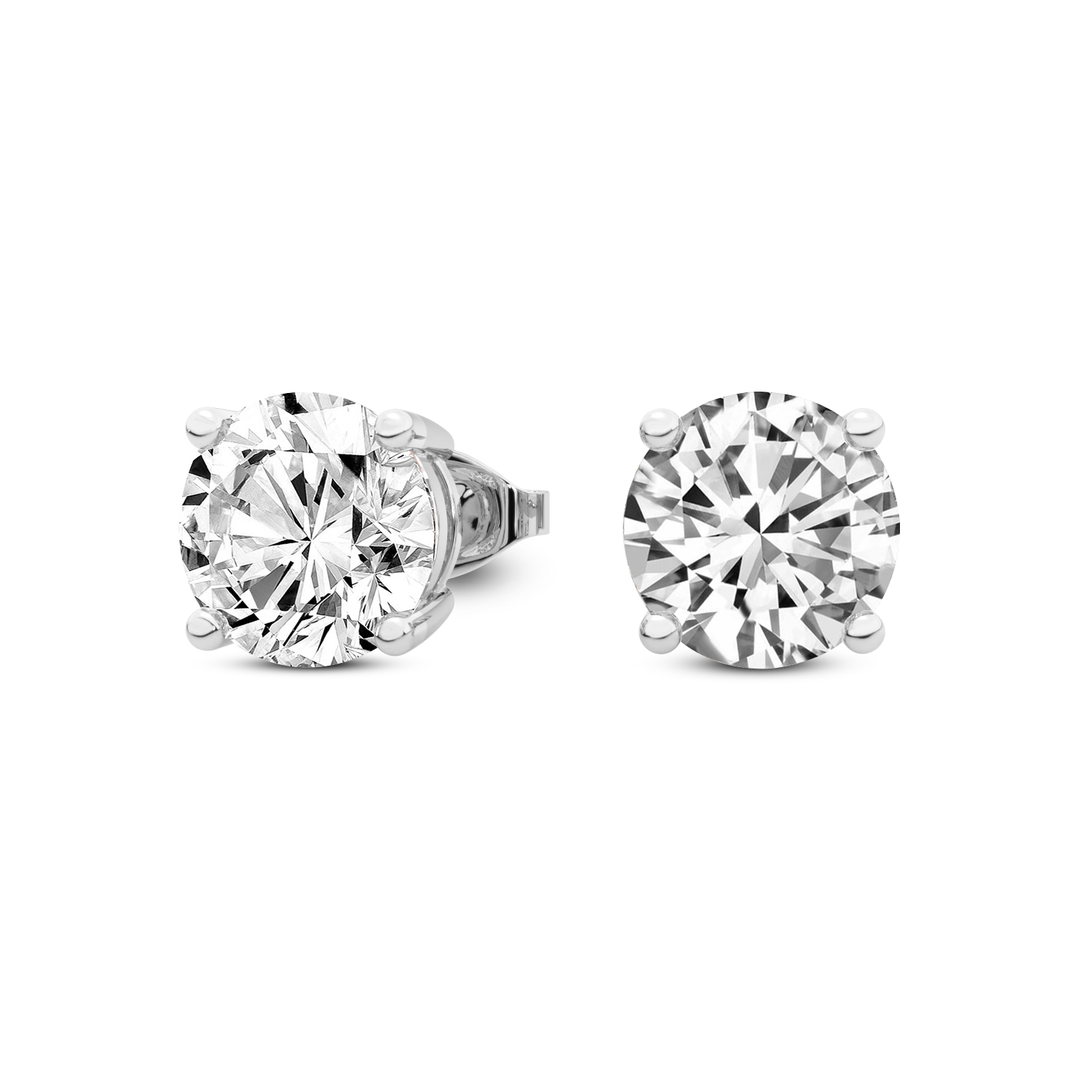 4 Prong Round Lab Diamond Stud Earrings white gold earring, small right view