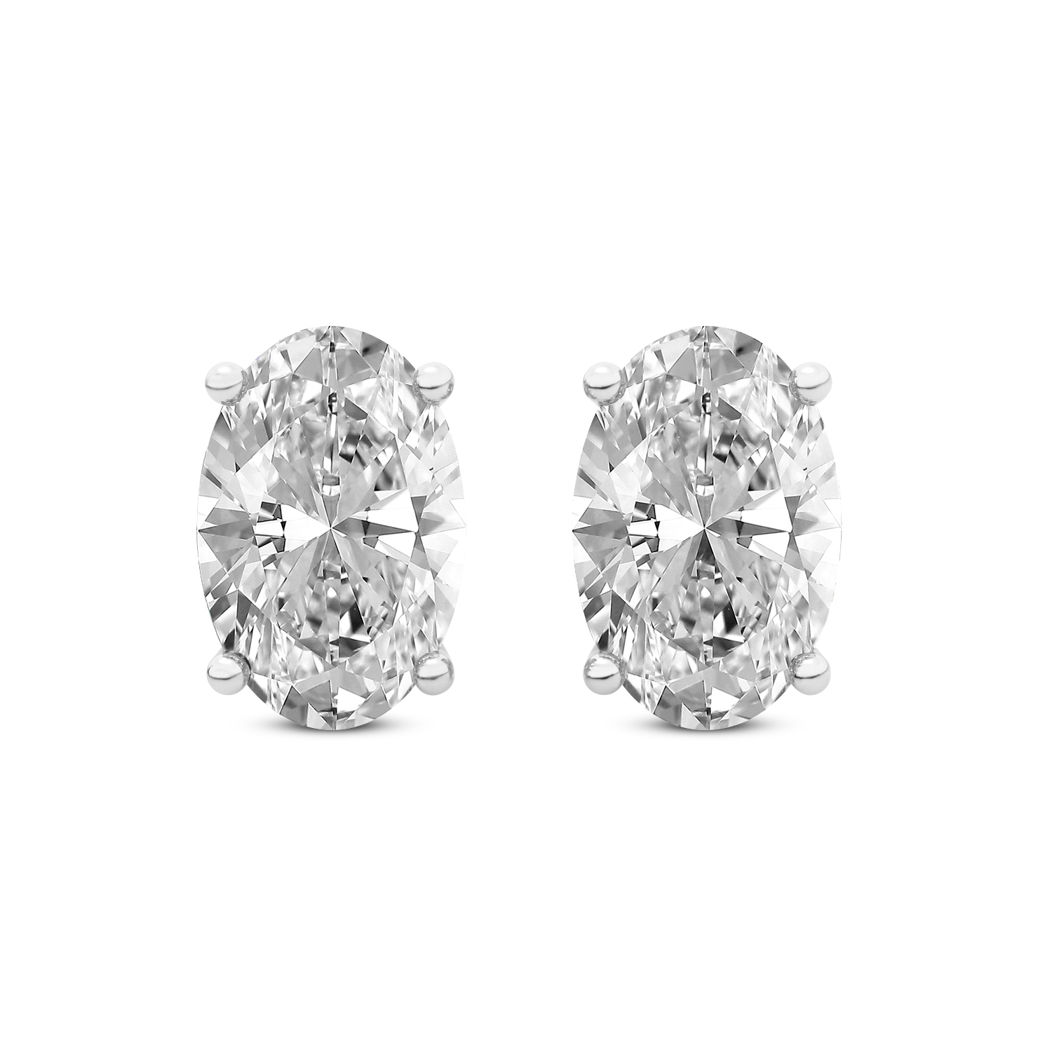 Four Prong Oval Lab Diamond Stud Earrings front view