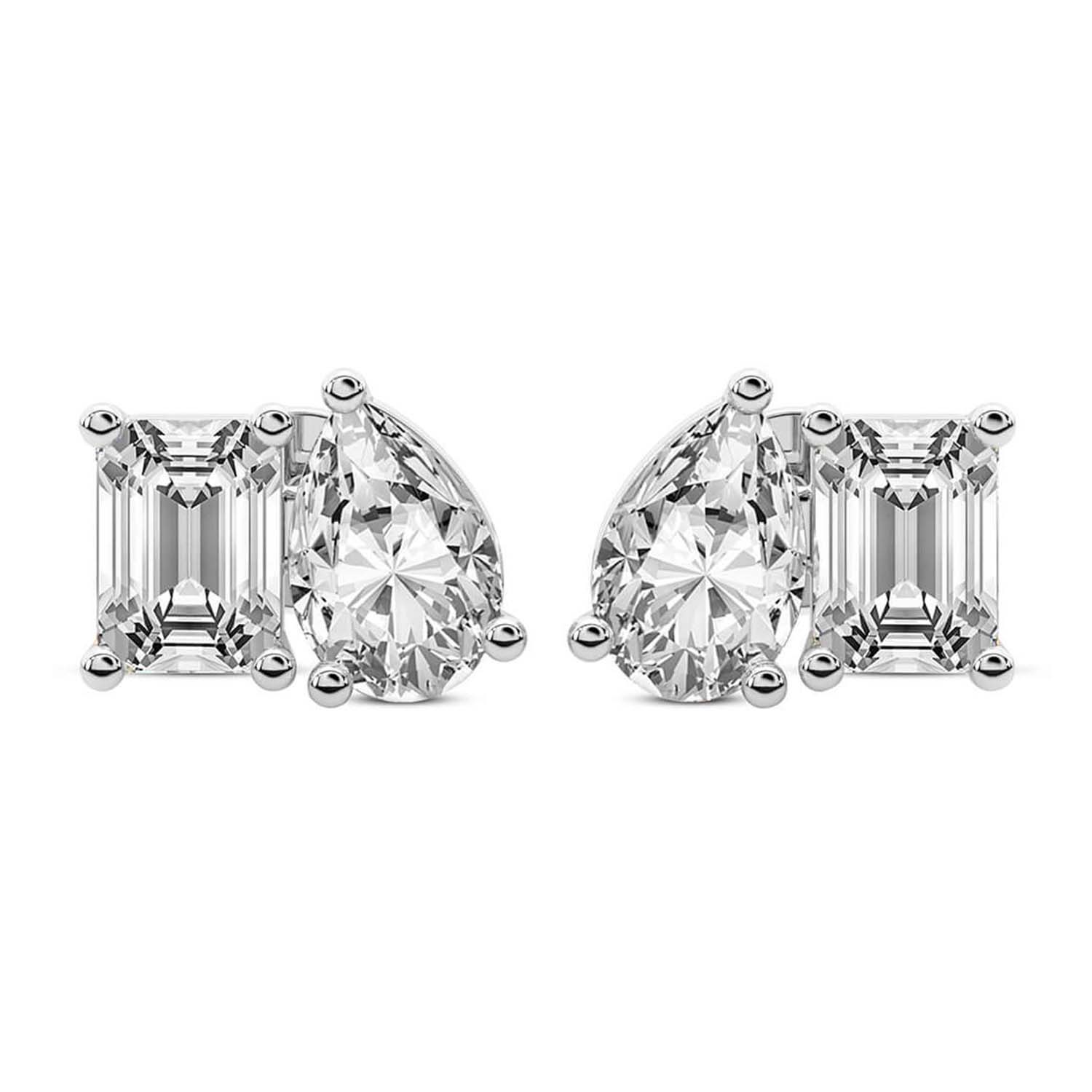 Double Delight Lab Diamond Stud Earrings front view