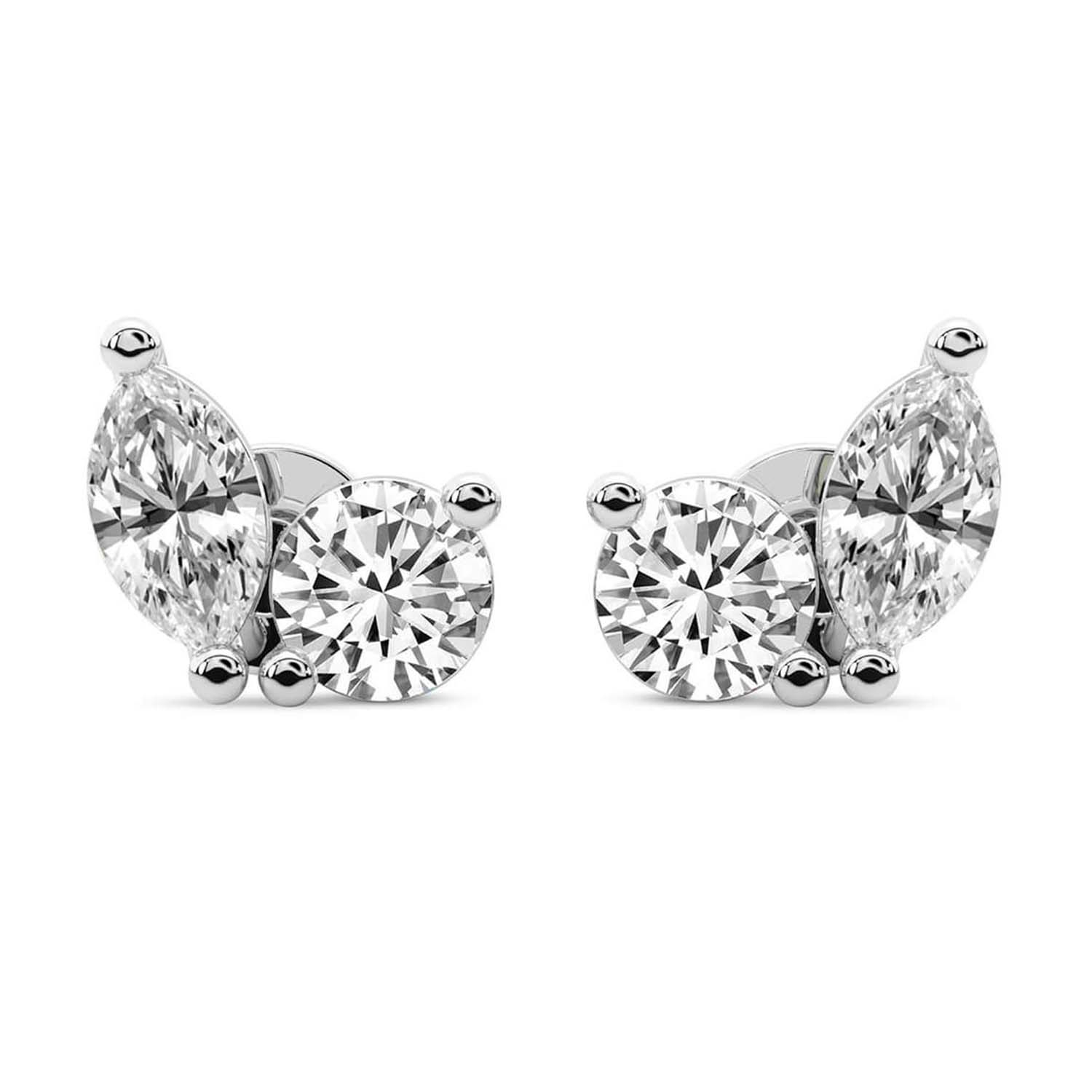 Twin Gleam Lab Diamond Stud Earrings front view