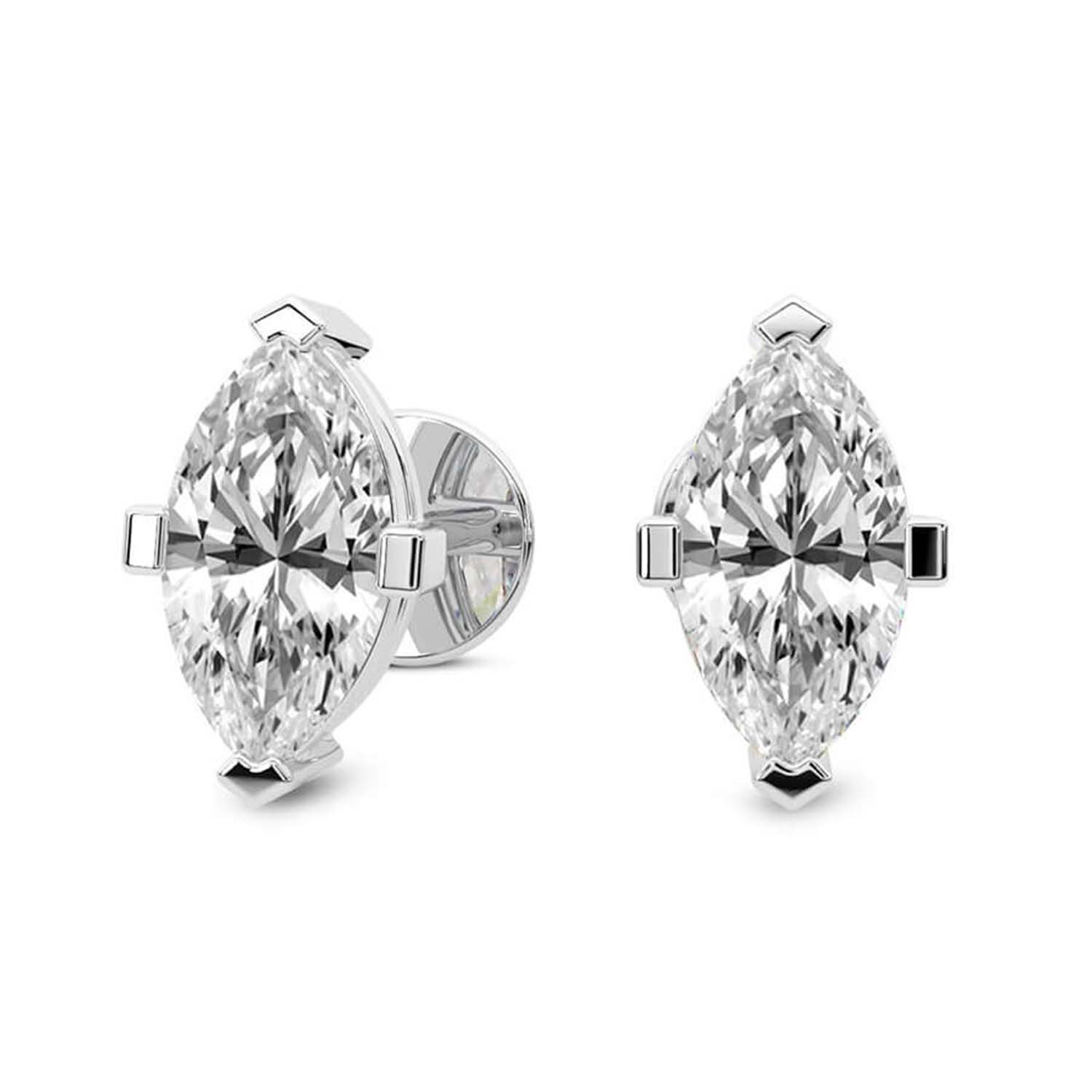 Four Prong Marquise Lab Diamond Stud Earrings left view
