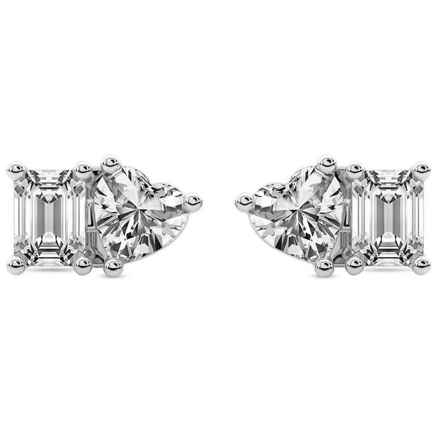Divine Double Flame Lab Diamond Stud Earrings front view