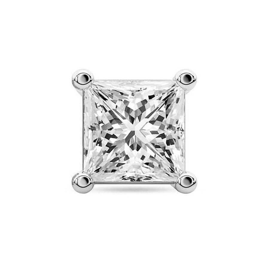 Four Prong Princess Lab Diamond Single Stud Earring front view